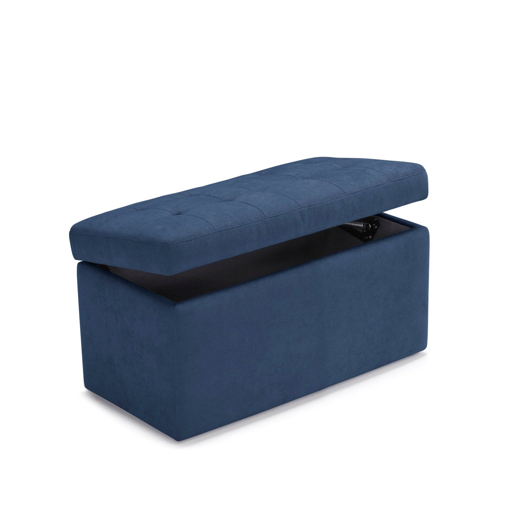 Panca Contenitore Made in Italy Trapuntata in Tessuto Cinigliato Blu - VALSURA