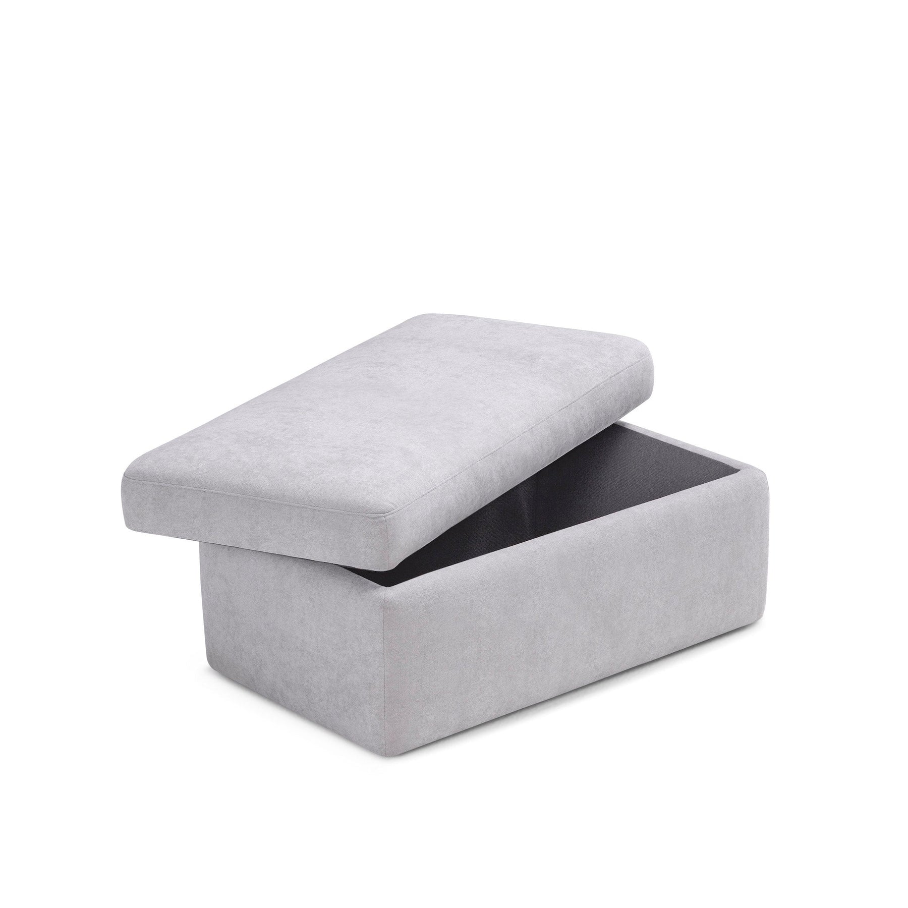 Pouf Contenitore Made in Italy in Tessuto Cinigliato Grigio Chiaro - VULGANO