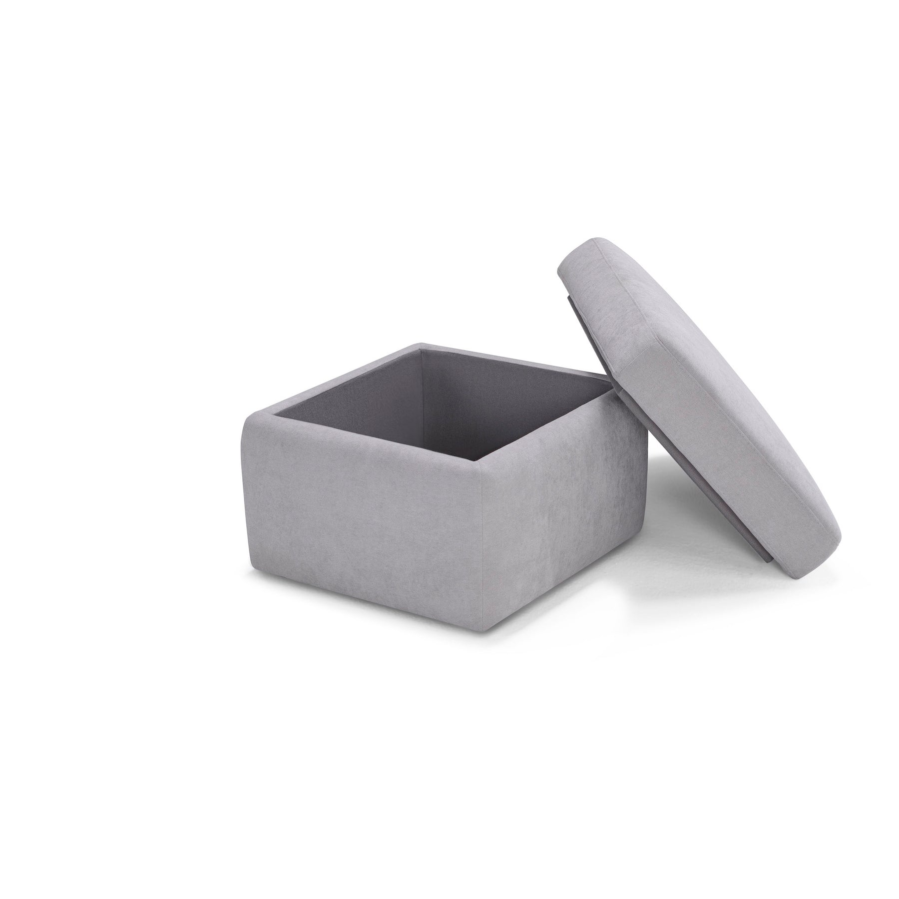 Pouf Contenitore Made in Italy in Tessuto Cinigliato Grigio Chiaro - VULGANO