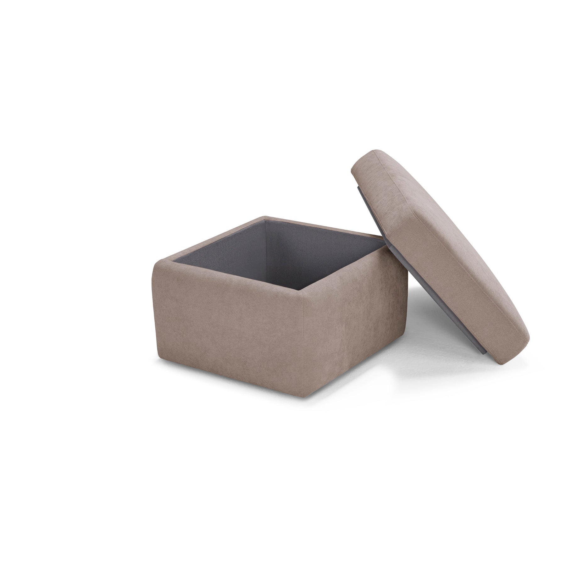 Pouf Contenitore Made in Italy in Tessuto Cinigliato Camel - VULGANO