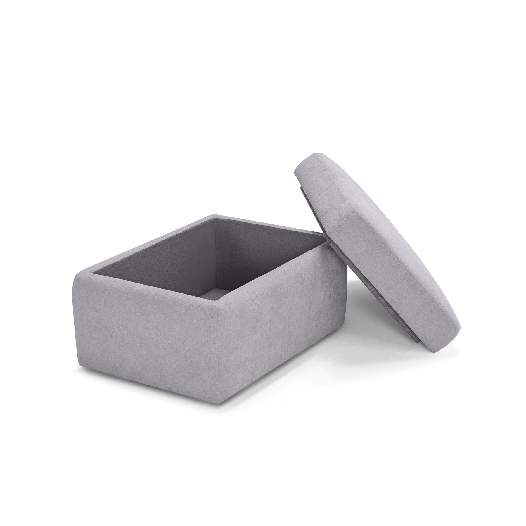 Pouf Contenitore Made in Italy in Tessuto Cinigliato Grigio Chiaro - VULGANO