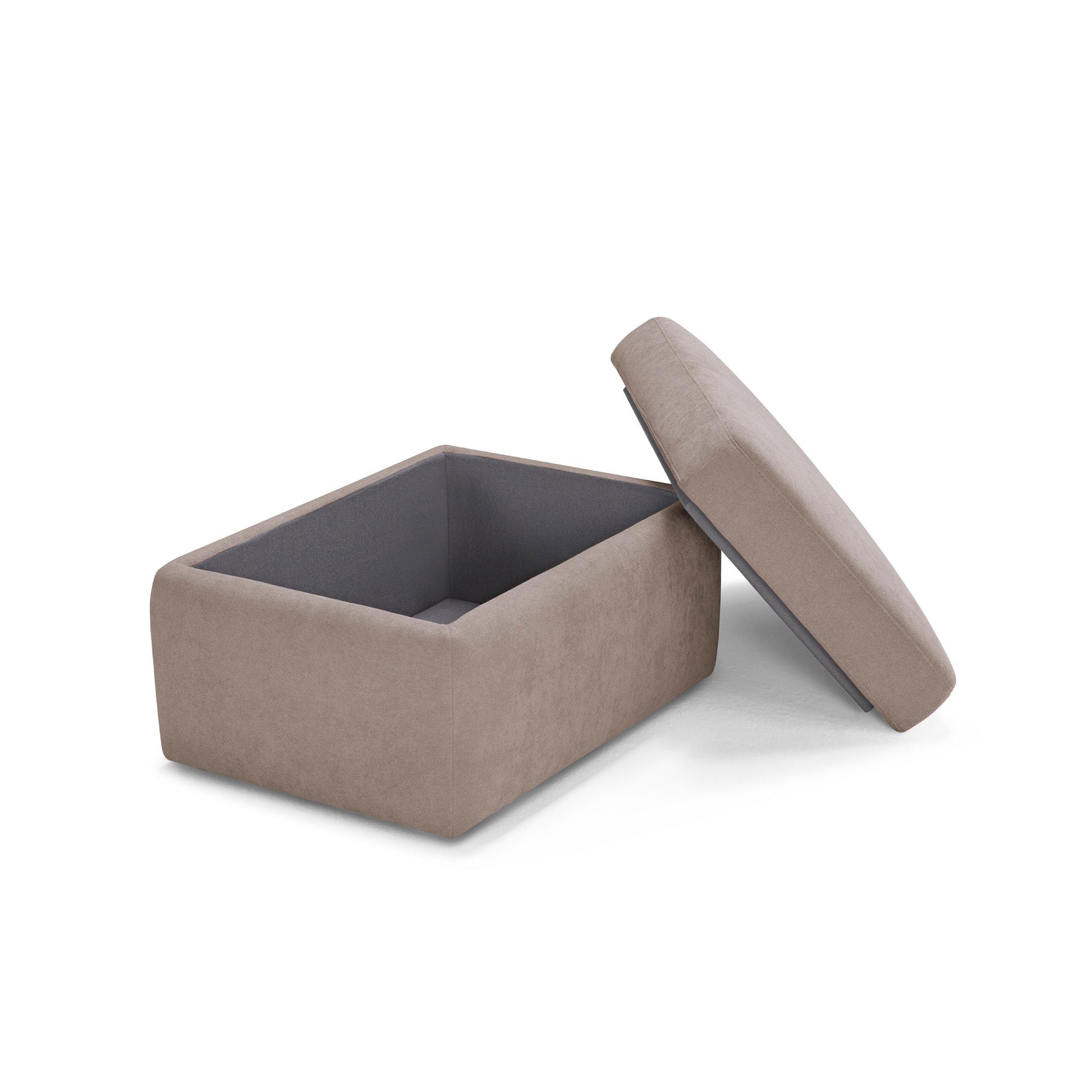 Pouf Contenitore Made in Italy in Tessuto Cinigliato Camel - VULGANO