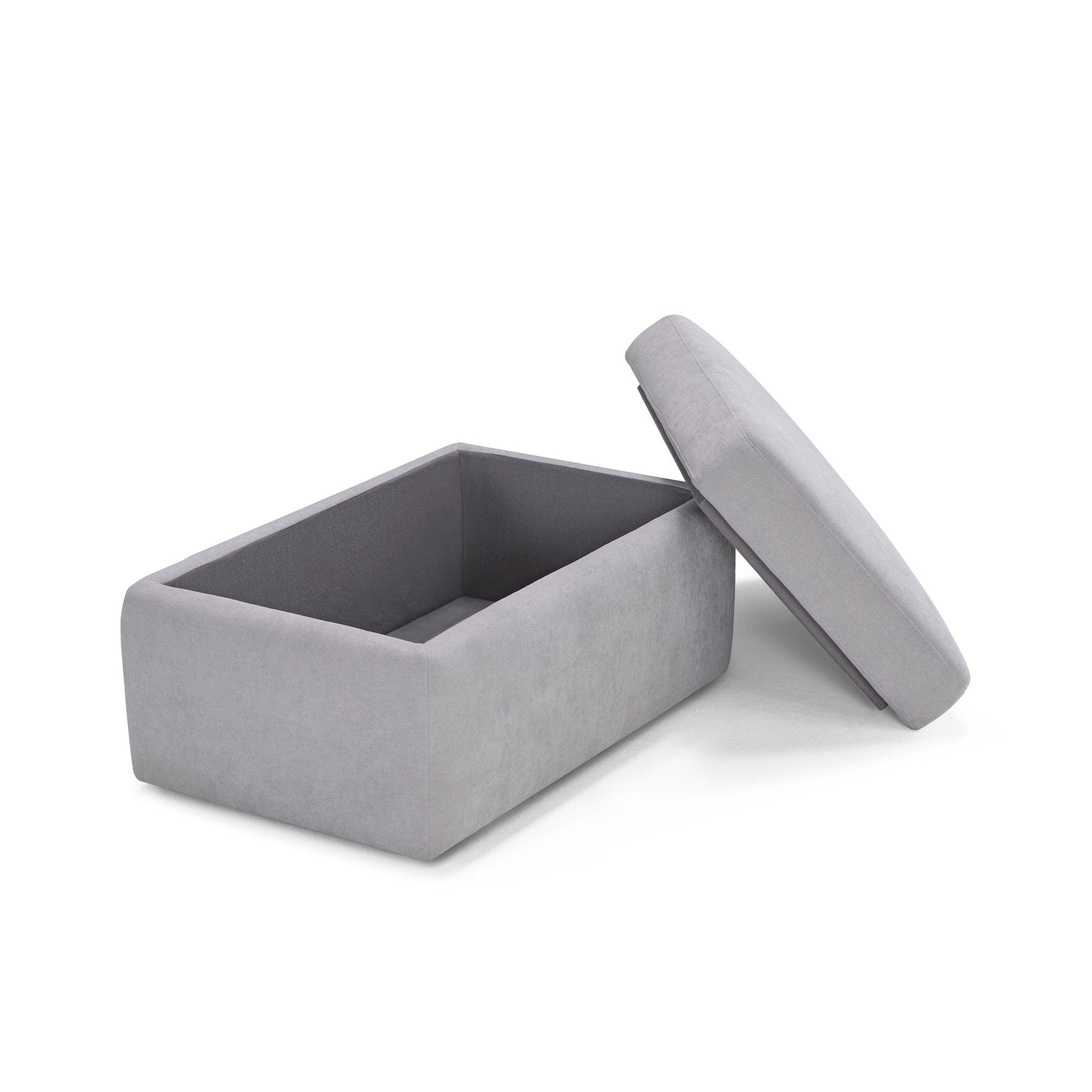Pouf Contenitore Made in Italy in Tessuto Cinigliato Grigio Chiaro - VULGANO