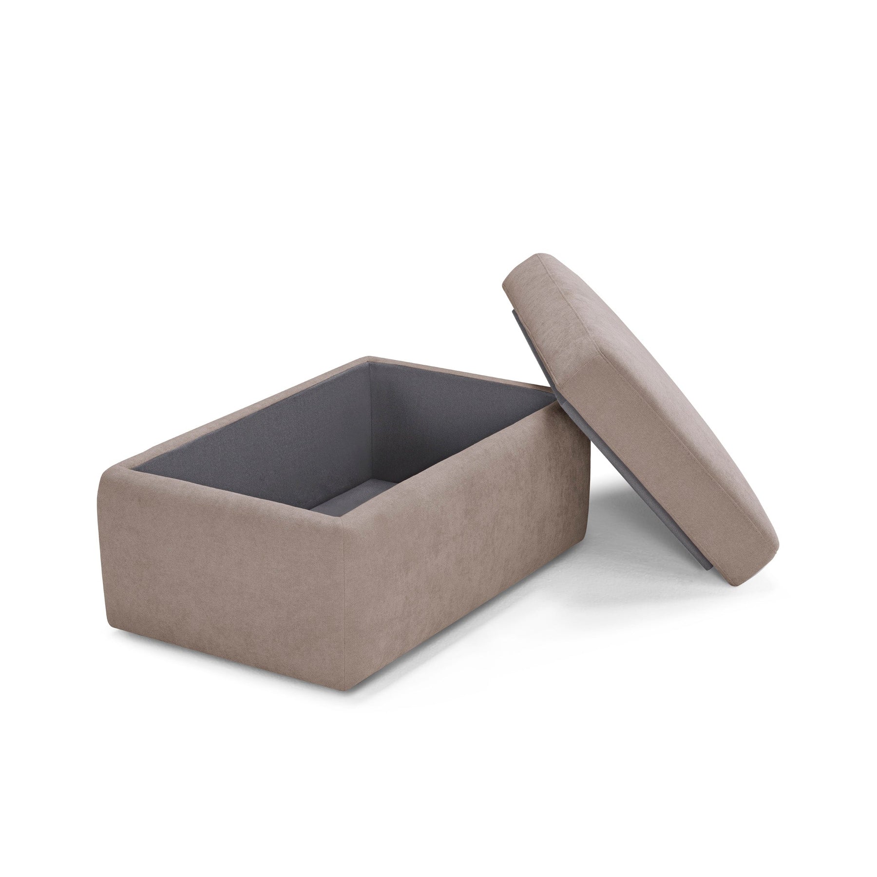 Pouf Contenitore Made in Italy in Tessuto Cinigliato Camel - VULGANO