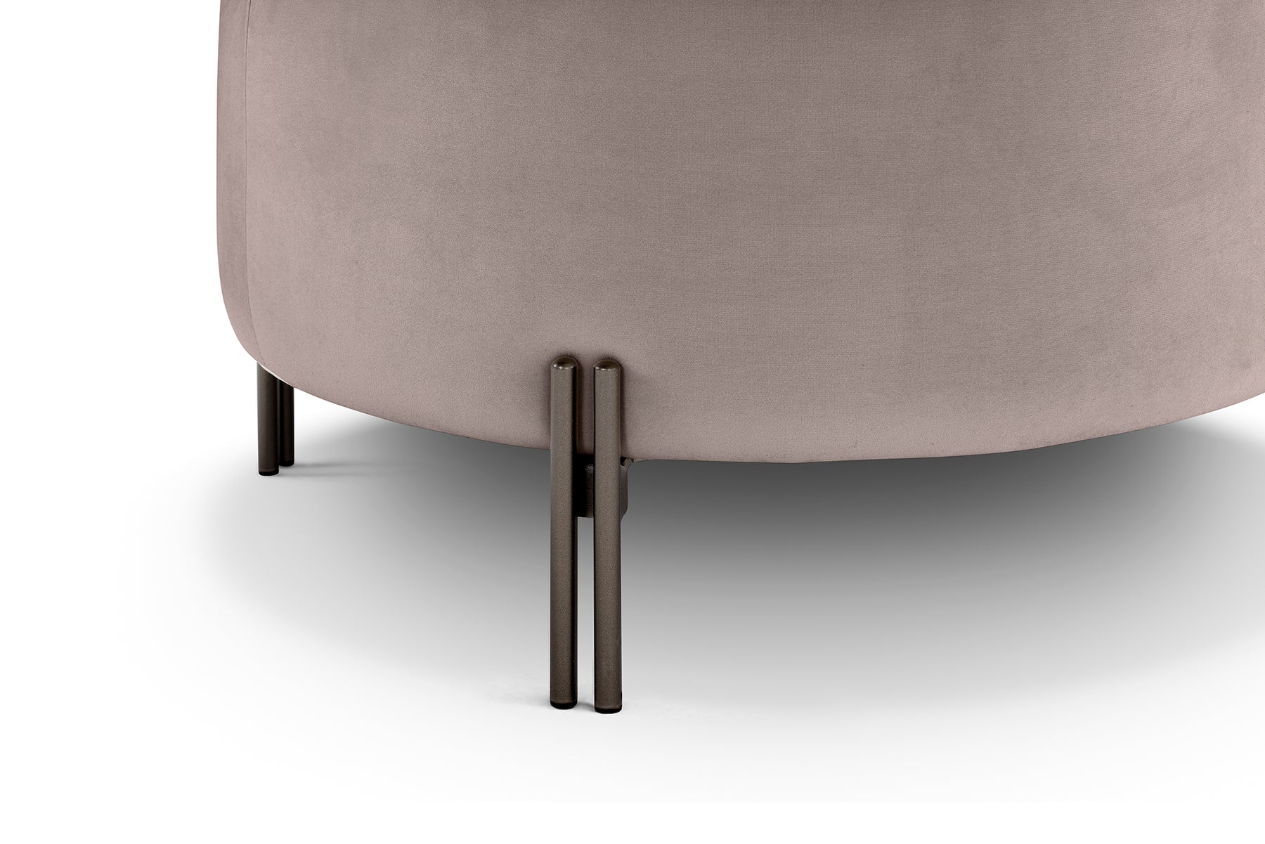 Pouf Contenitore Made in Italy Tondo in Velluto Tortora con piedi in metallo - Peglia