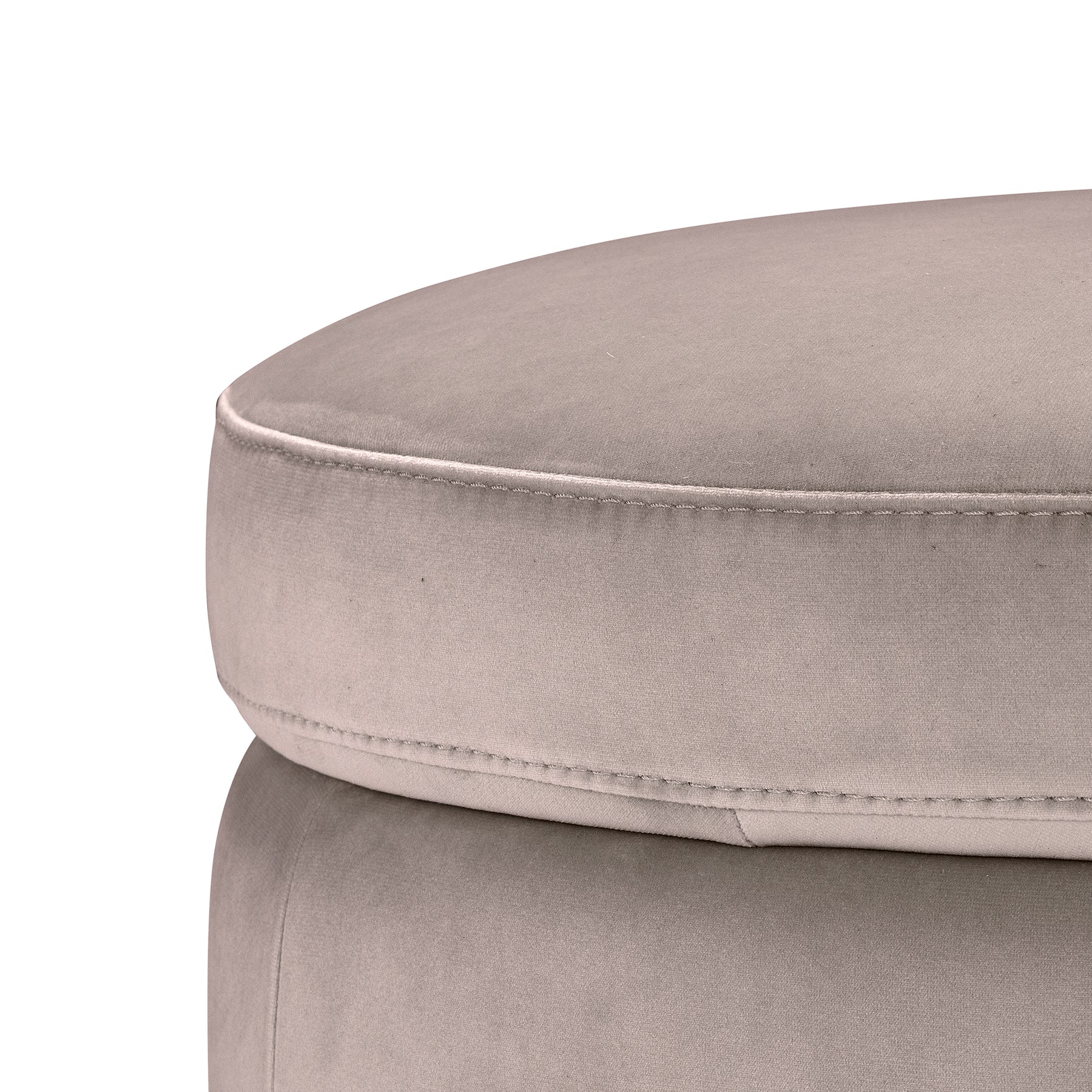 Pouf Contenitore Made in Italy Tondo in Velluto Tortora con piedi in metallo - Peglia