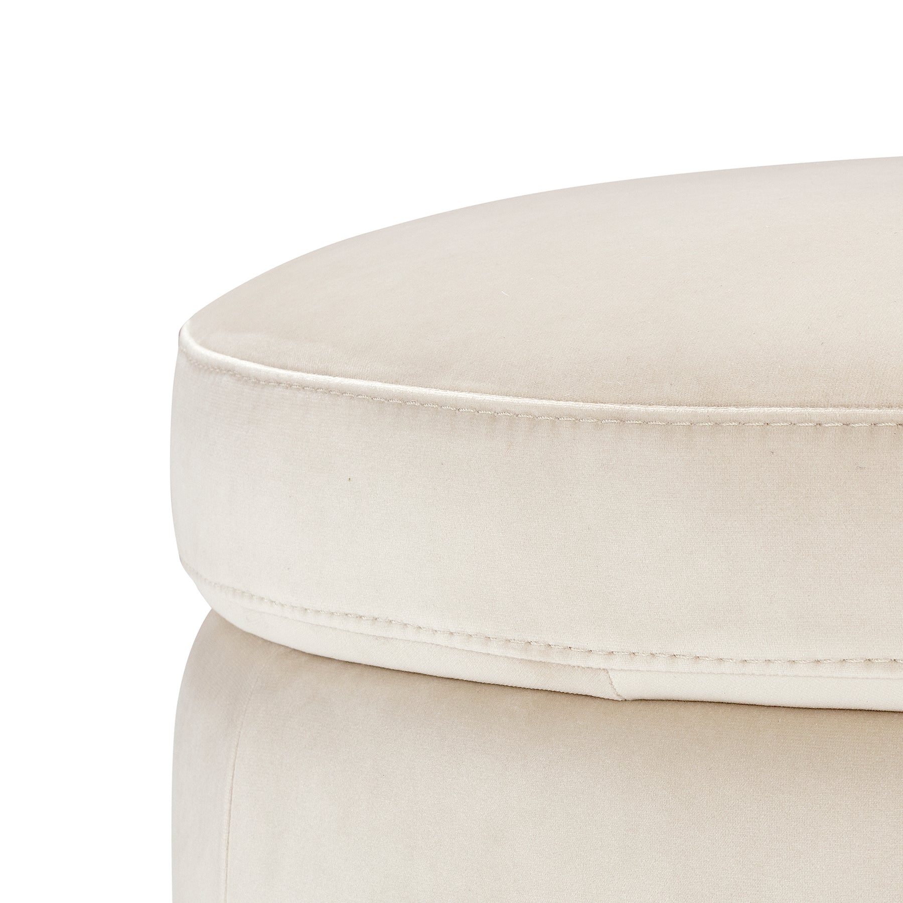 Pouf Contenitore Made in Italy Tondo in Velluto Beige con piedi in metallo - Peglia