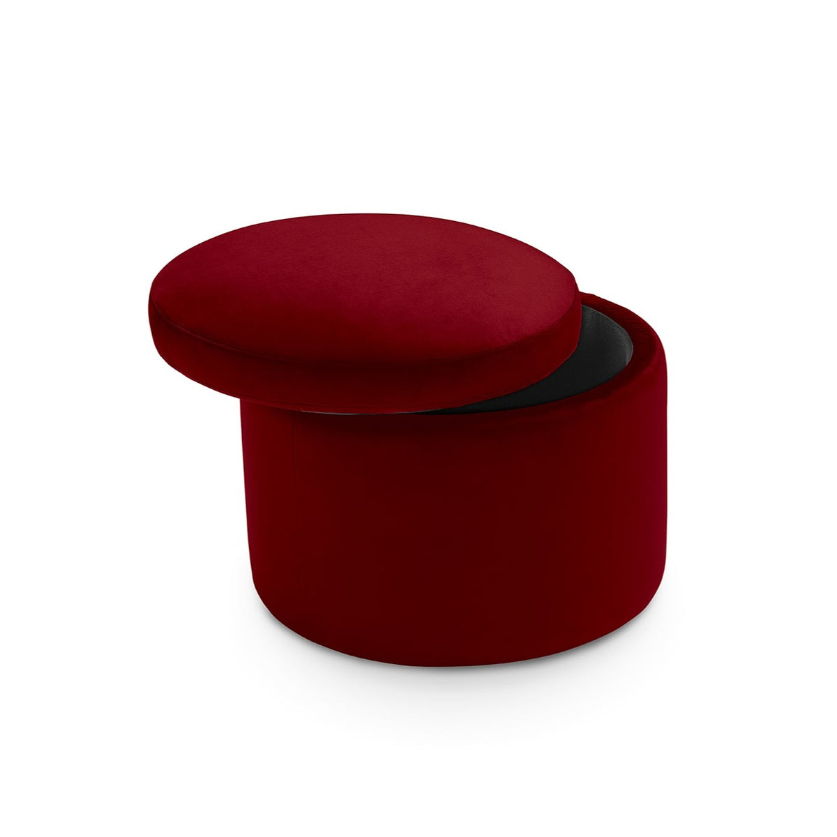 Pouf Contenitore Made in Italy tondo in Velluto Bordeaux - Paranà