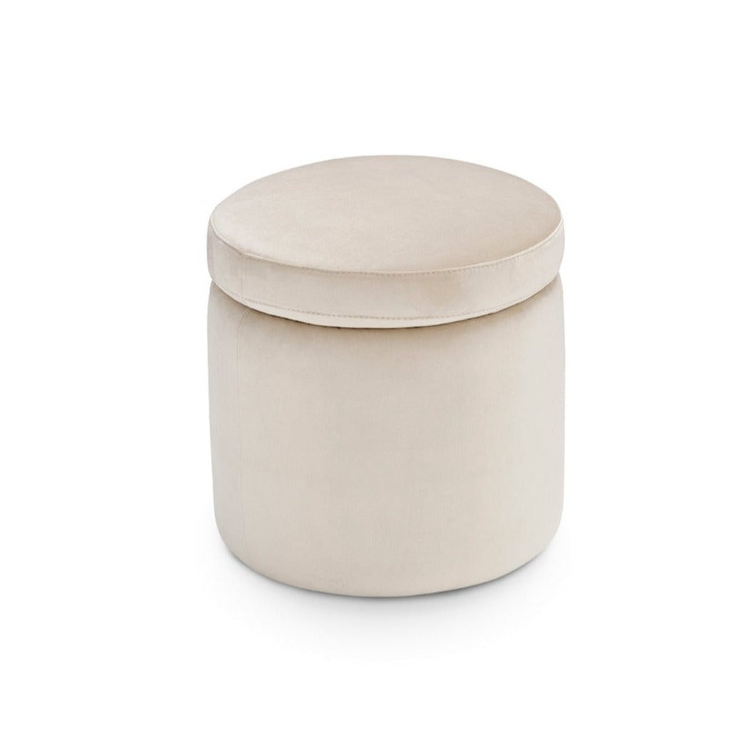 Pouf contenitore made in Italy tondo in velluto beige - Paranà