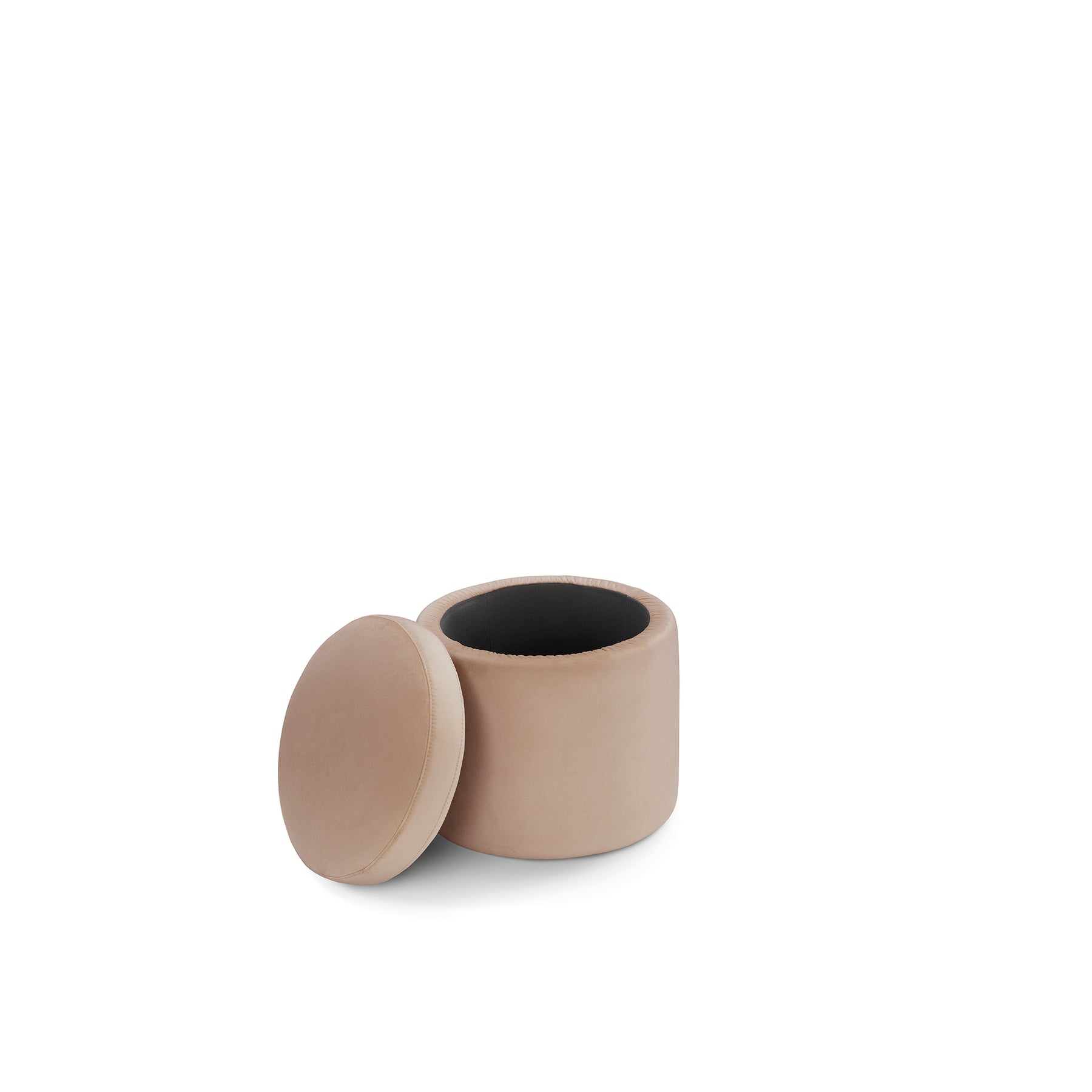 Pouf Contenitore Made in Italy Tondo in Velluto Camel - Paranà