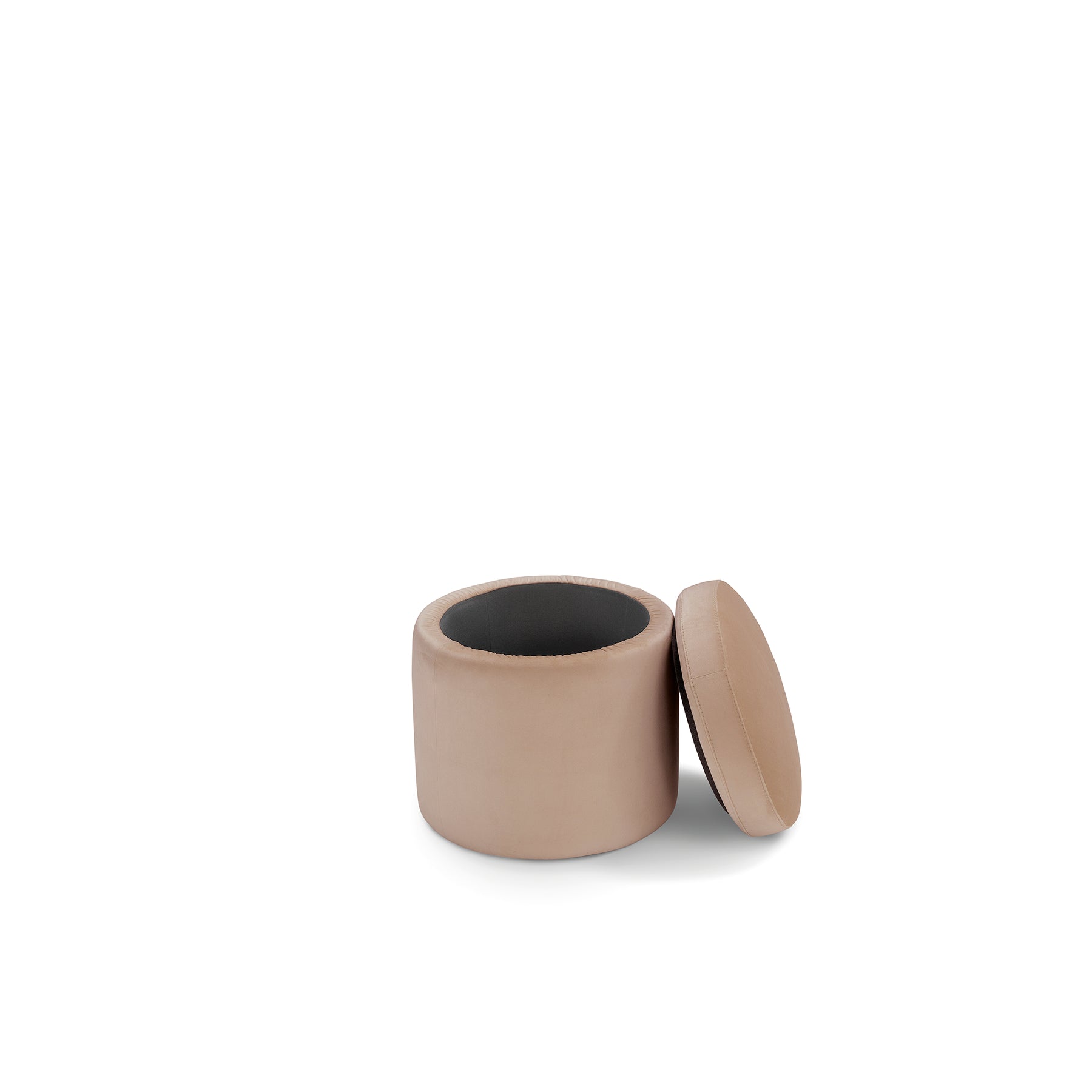 Pouf Contenitore Made in Italy Tondo in Velluto Camel - Paranà