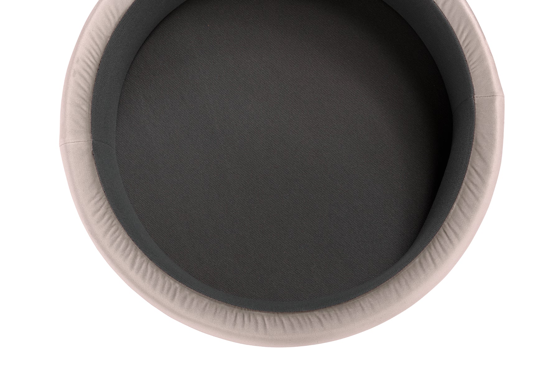 Pouf Contenitore Made in Italy Tondo in Velluto Tortora con piedi in metallo - Peglia