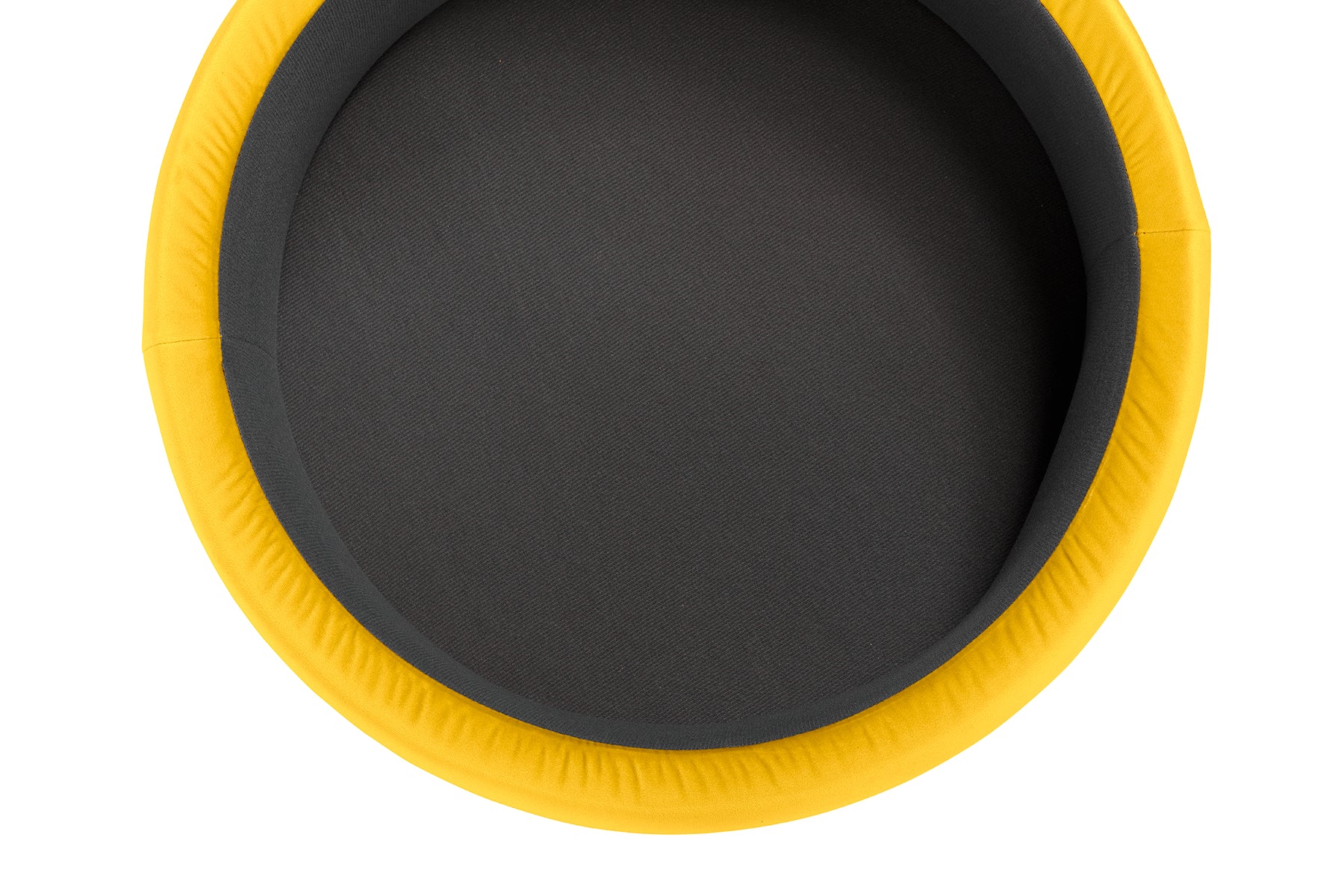 Pouf contenitore Made in Italy tondo in velluto giallo con piedi in metallo - Peglia