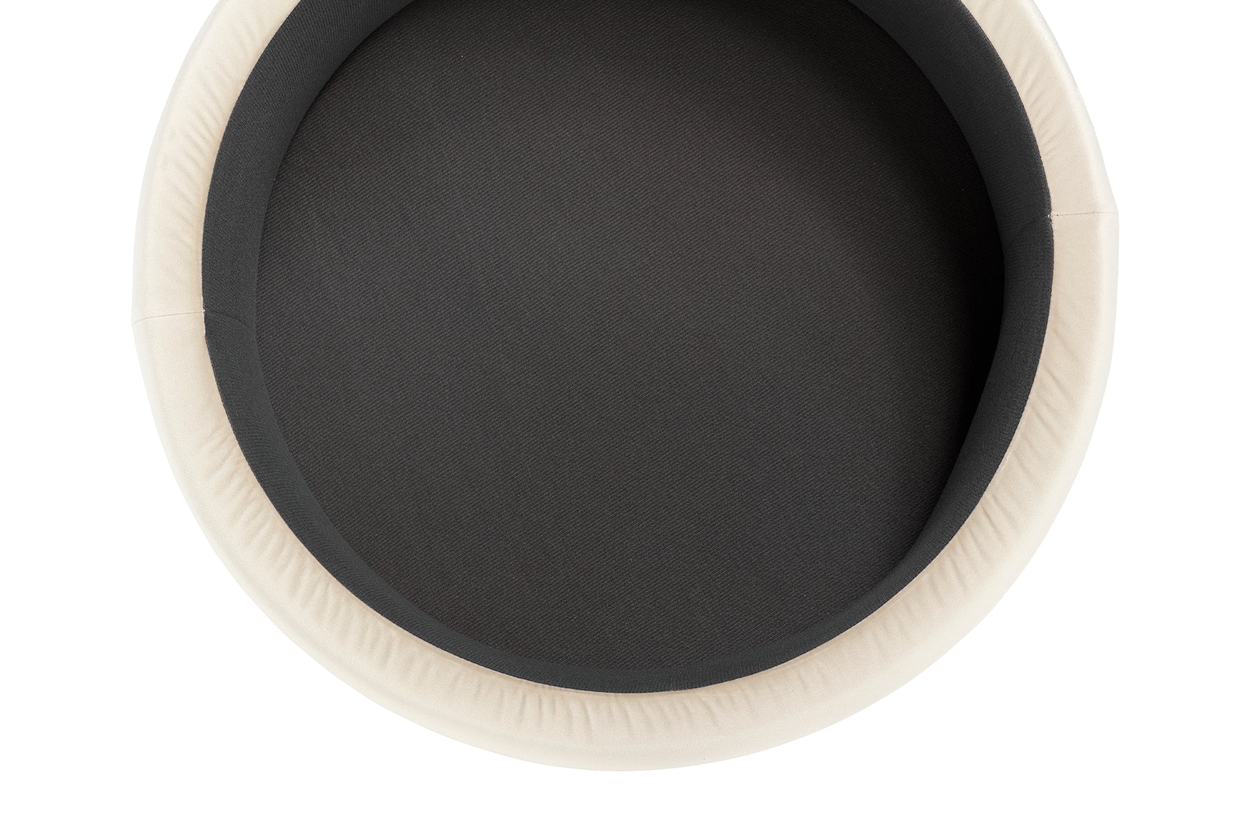 Pouf Contenitore Made in Italy Tondo in Velluto Beige con piedi in metallo - Peglia
