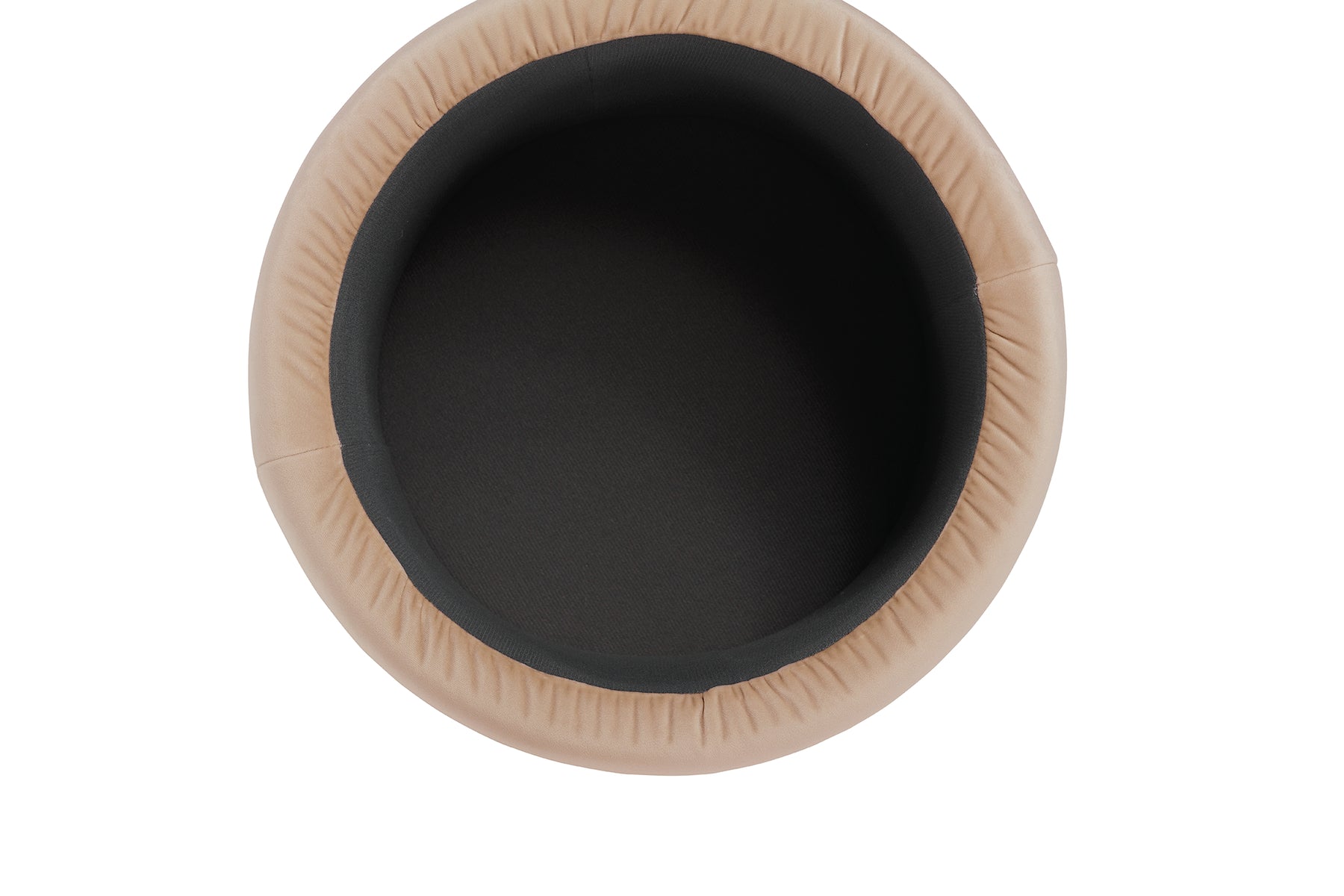 Pouf Contenitore Made in Italy Tondo in Velluto Camel - Paranà