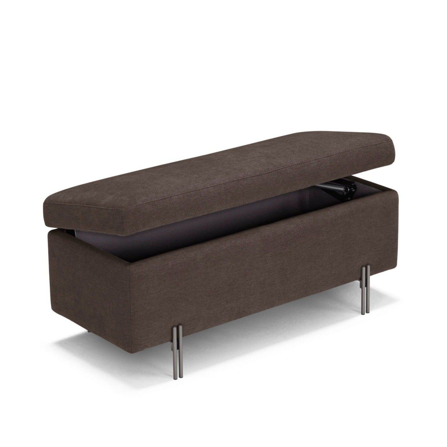 Panca Contenitore Made in Italy in Tessuto Cinigliato Marrone - SARDORELLA 110x45 cm