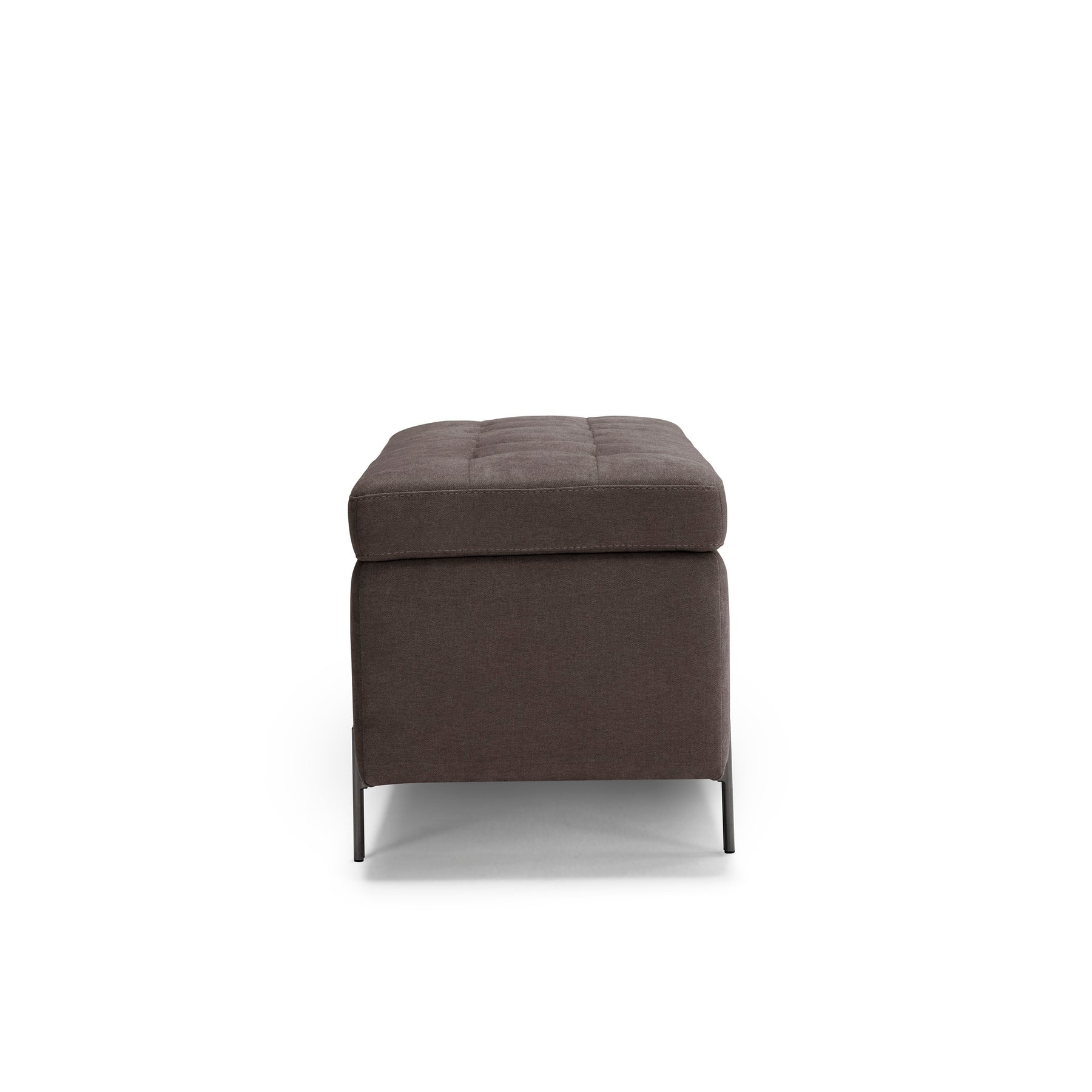 Panca Contenitore Made in Italy Trapuntata in Tessuto Cinigliato Marrone - CARAMAGNA 110x45 cm