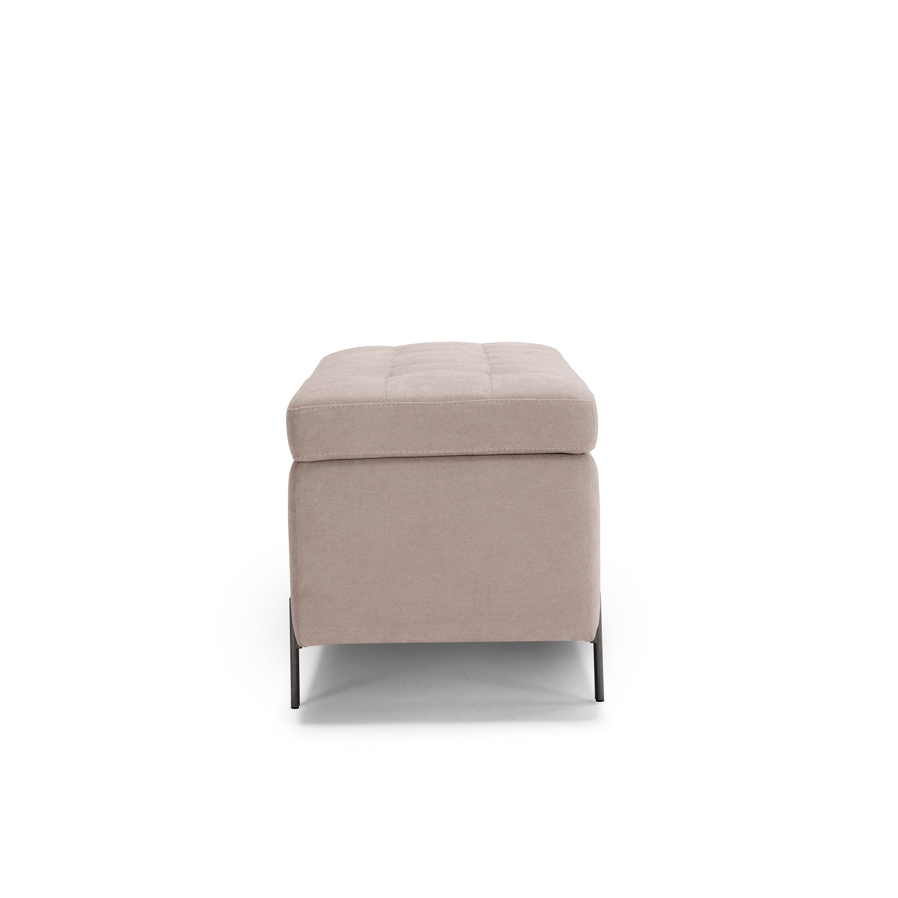 Panca Contenitore Made in Italy Trapuntata in Tessuto Cinigliato Camel - CARAMAGNA 110x45 cm