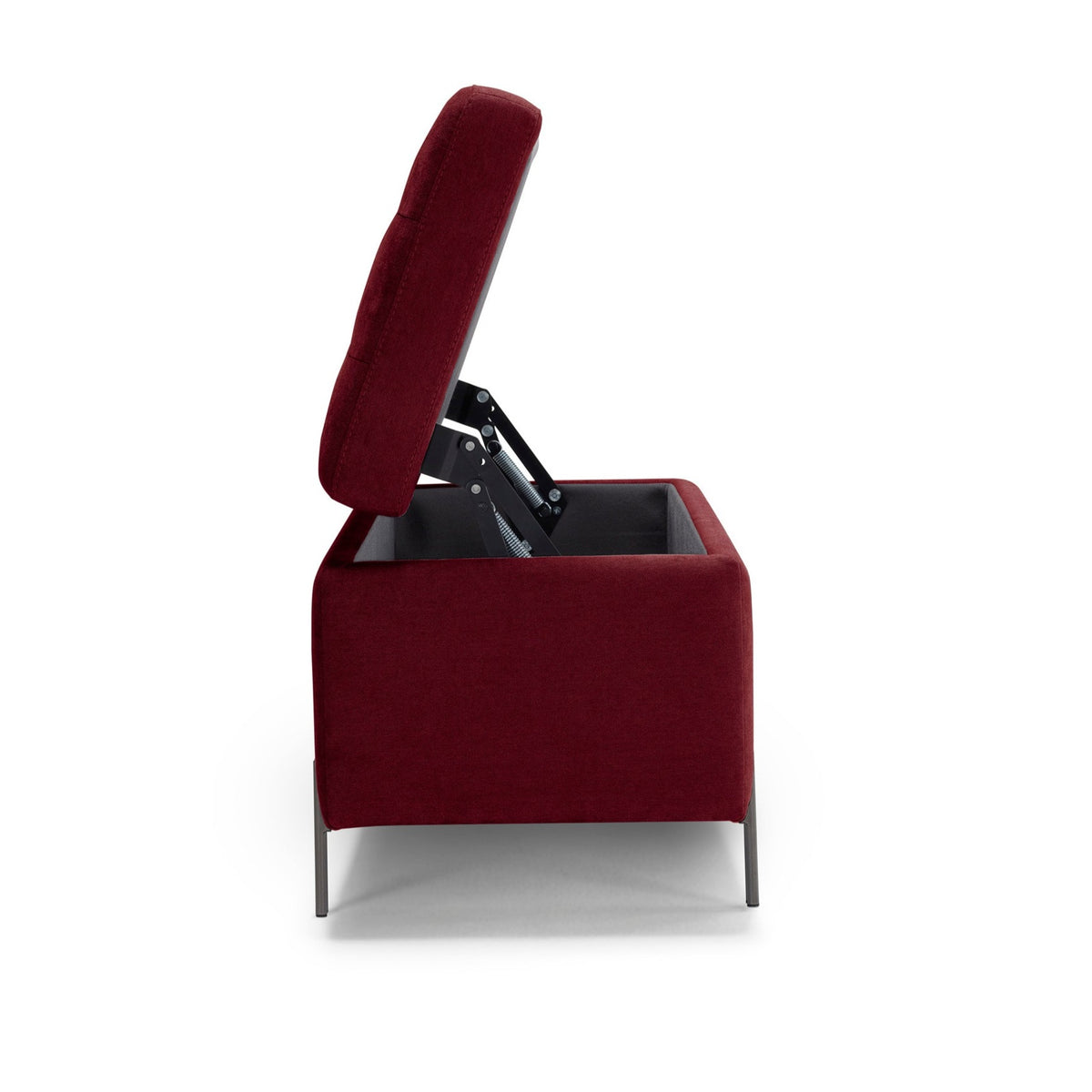 Panca Contenitore Made in Italy Trapuntata in Tessuto Cinigliato Bordeaux - CARAMAGNA 110x45 cm