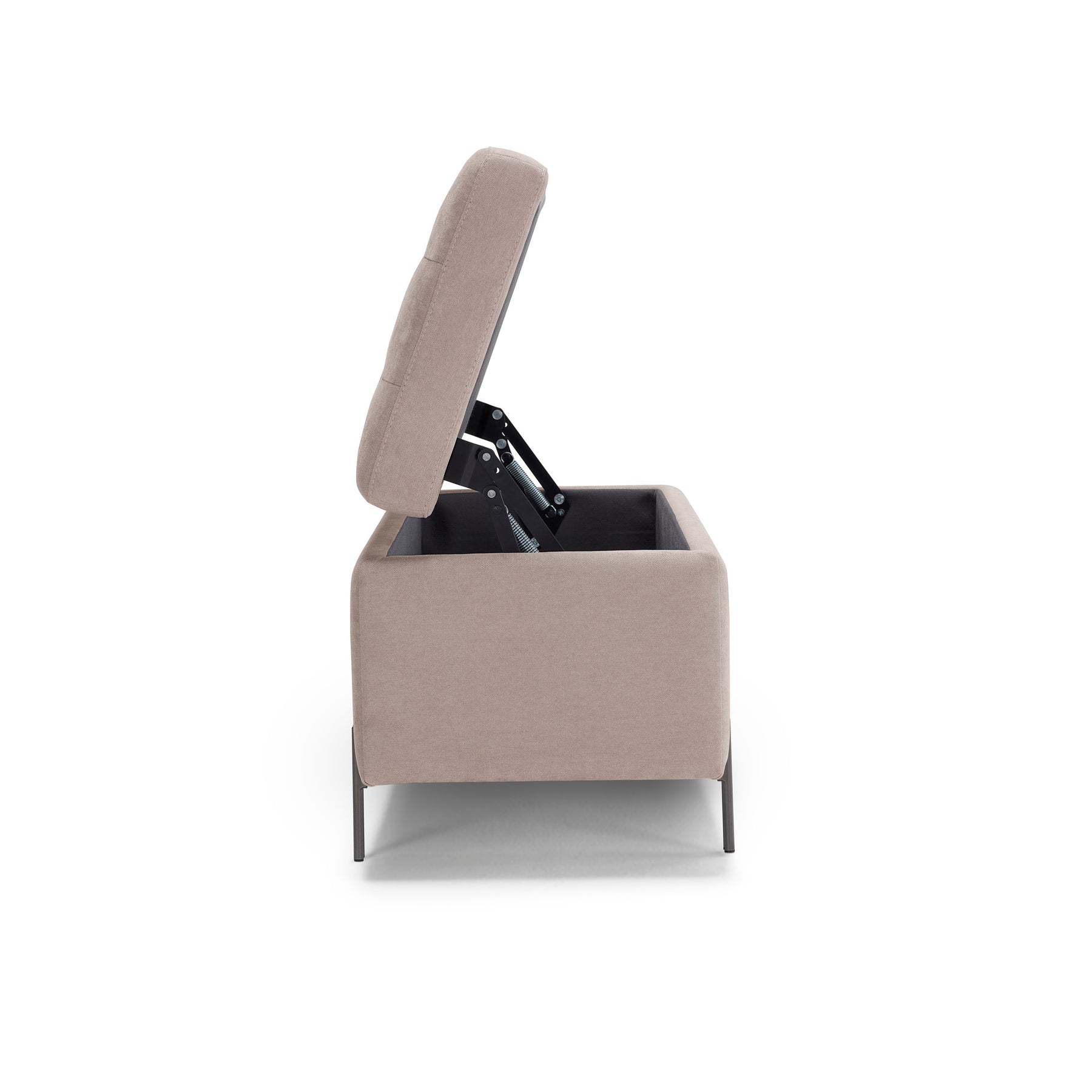 Panca Contenitore Made in Italy Trapuntata in Tessuto Cinigliato Camel - CARAMAGNA 110x45 cm