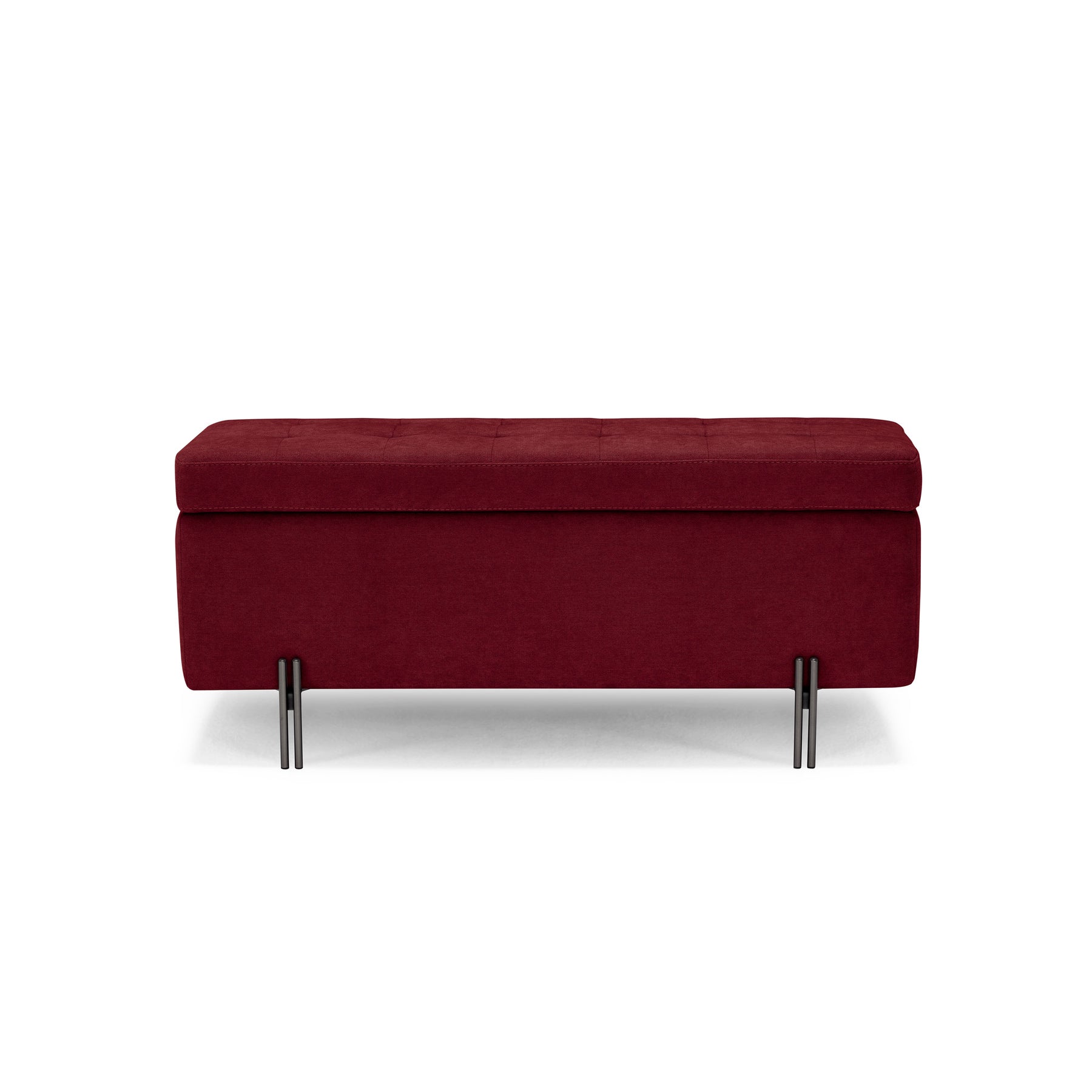 Panca Contenitore Made in Italy Trapuntata in Tessuto Cinigliato Bordeaux - CARAMAGNA 110x45 cm
