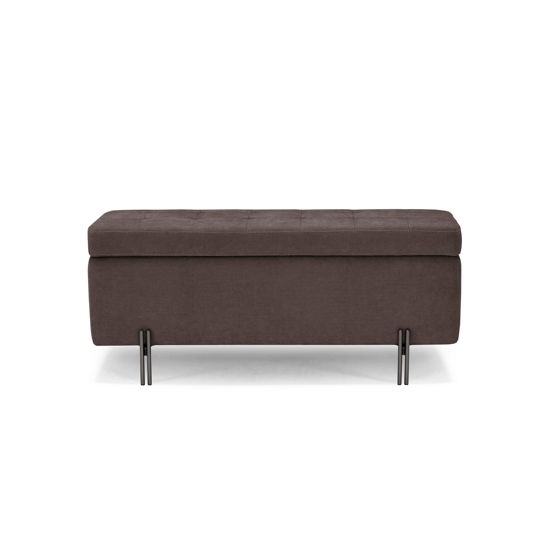 Panca Contenitore Made in Italy Trapuntata in Tessuto Cinigliato Marrone - CARAMAGNA 110x45 cm