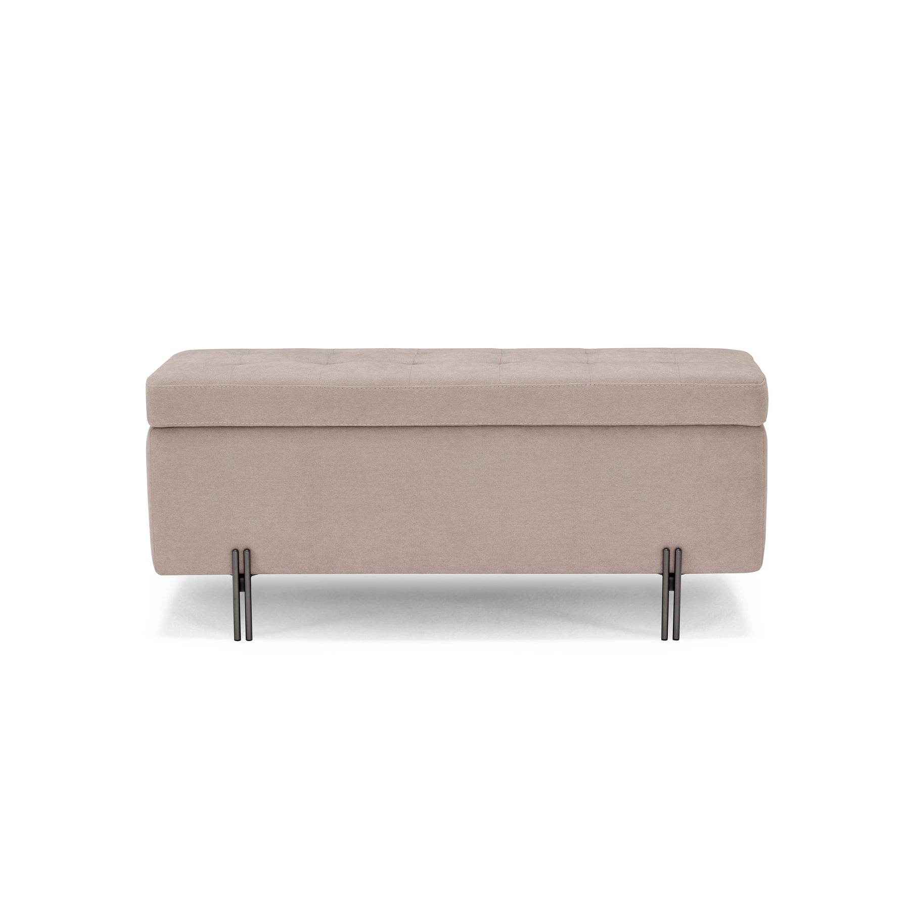 Panca Contenitore Made in Italy Trapuntata in Tessuto Cinigliato Camel - CARAMAGNA 110x45 cm