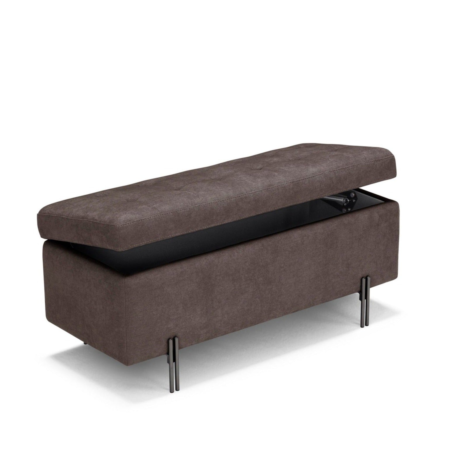 Panca Contenitore Made in Italy Trapuntata in Tessuto Cinigliato Marrone - CARAMAGNA 110x45 cm