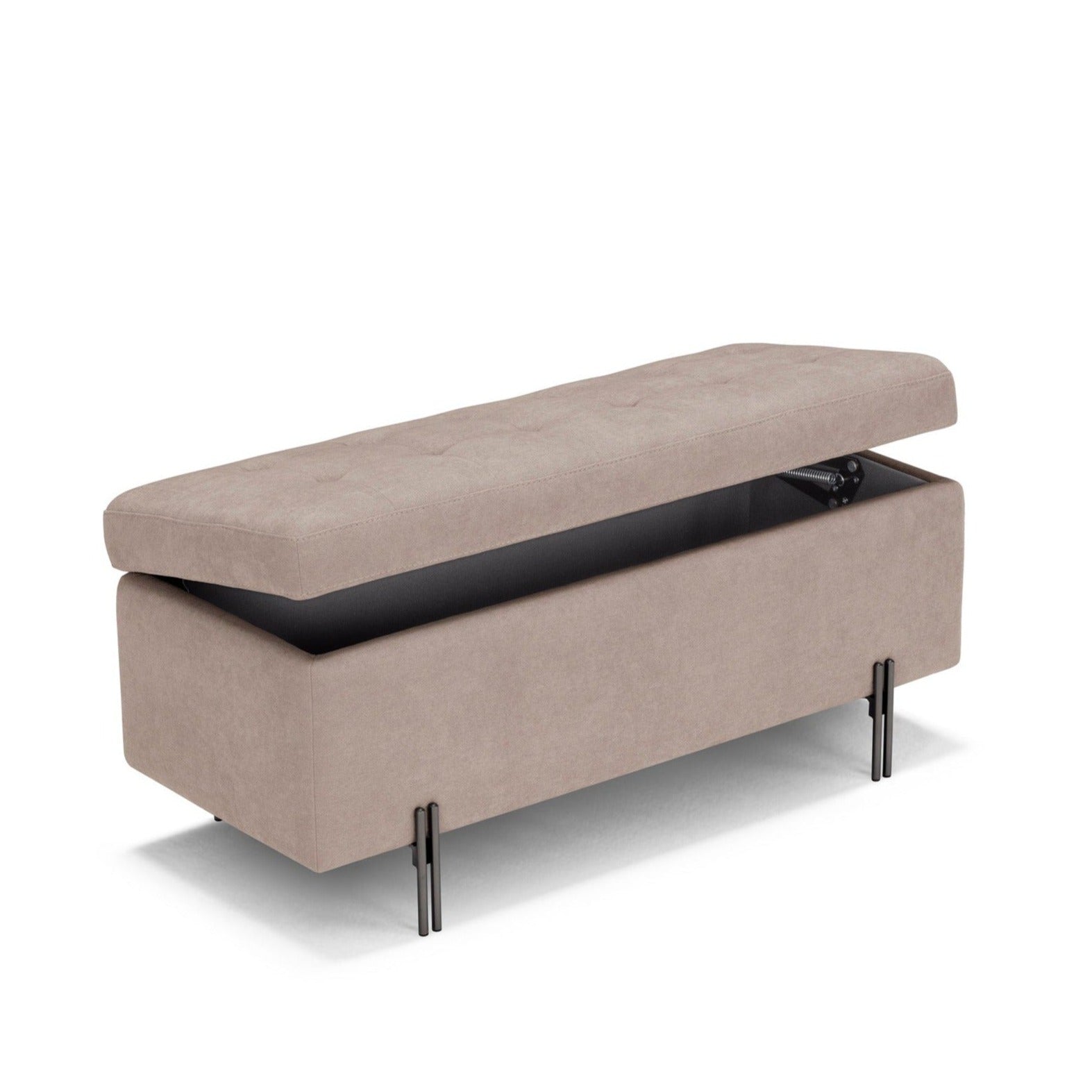 Panca Contenitore Made in Italy Trapuntata in Tessuto Cinigliato Camel - CARAMAGNA 110x45 cm