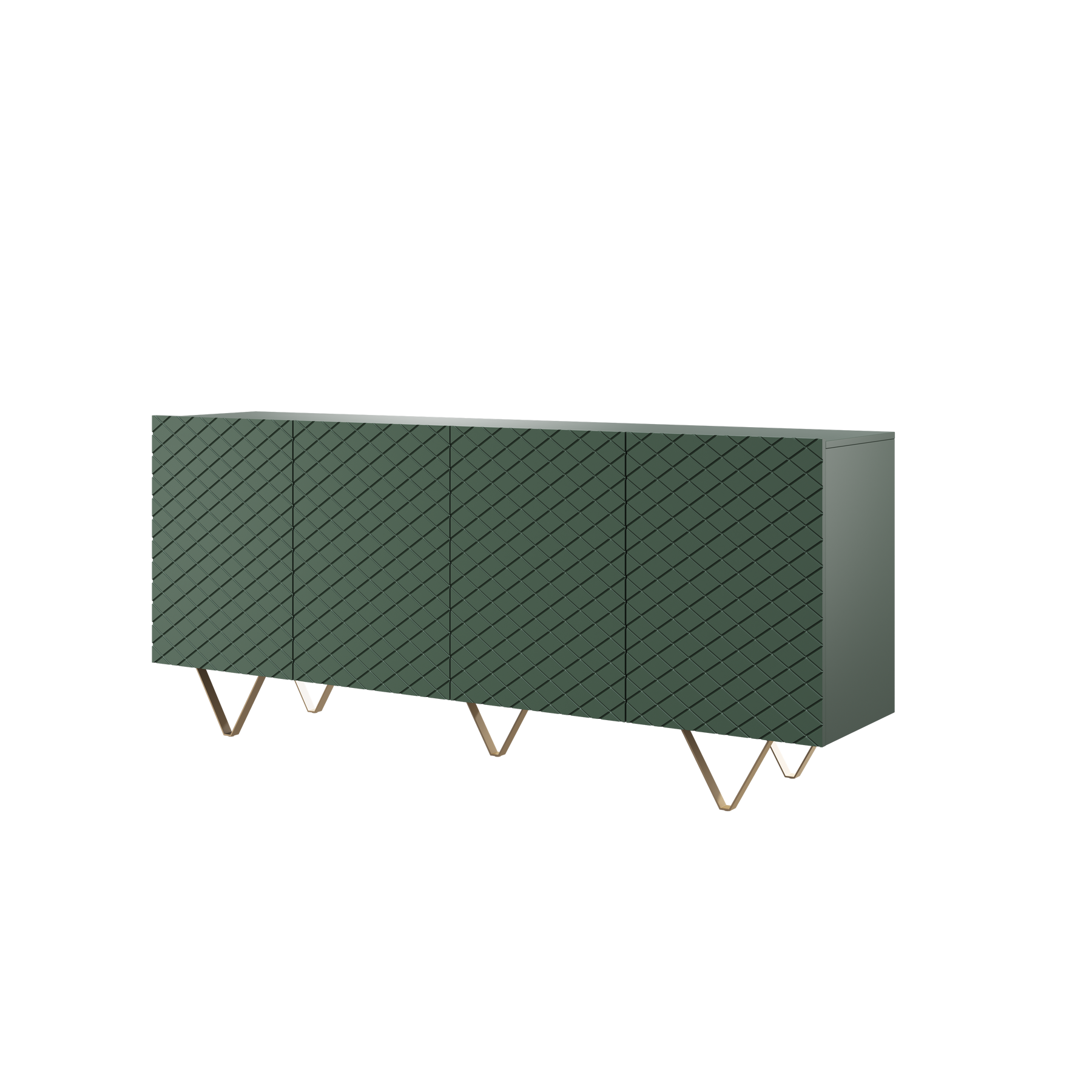 Madia 4 ante con piede in metallo oro Scalia 190x42 cm
