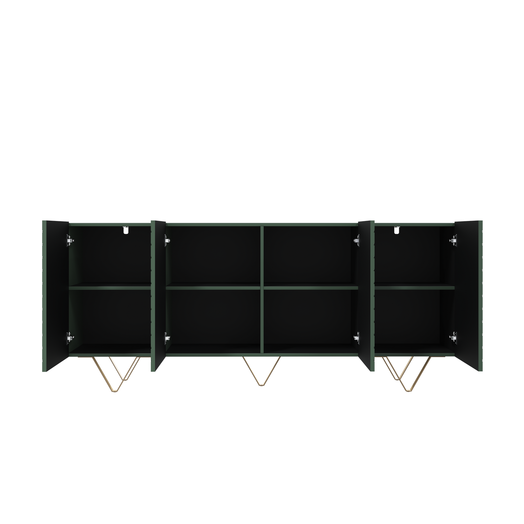 Madia 4 ante con piede in metallo oro Scalia 190x42 cm