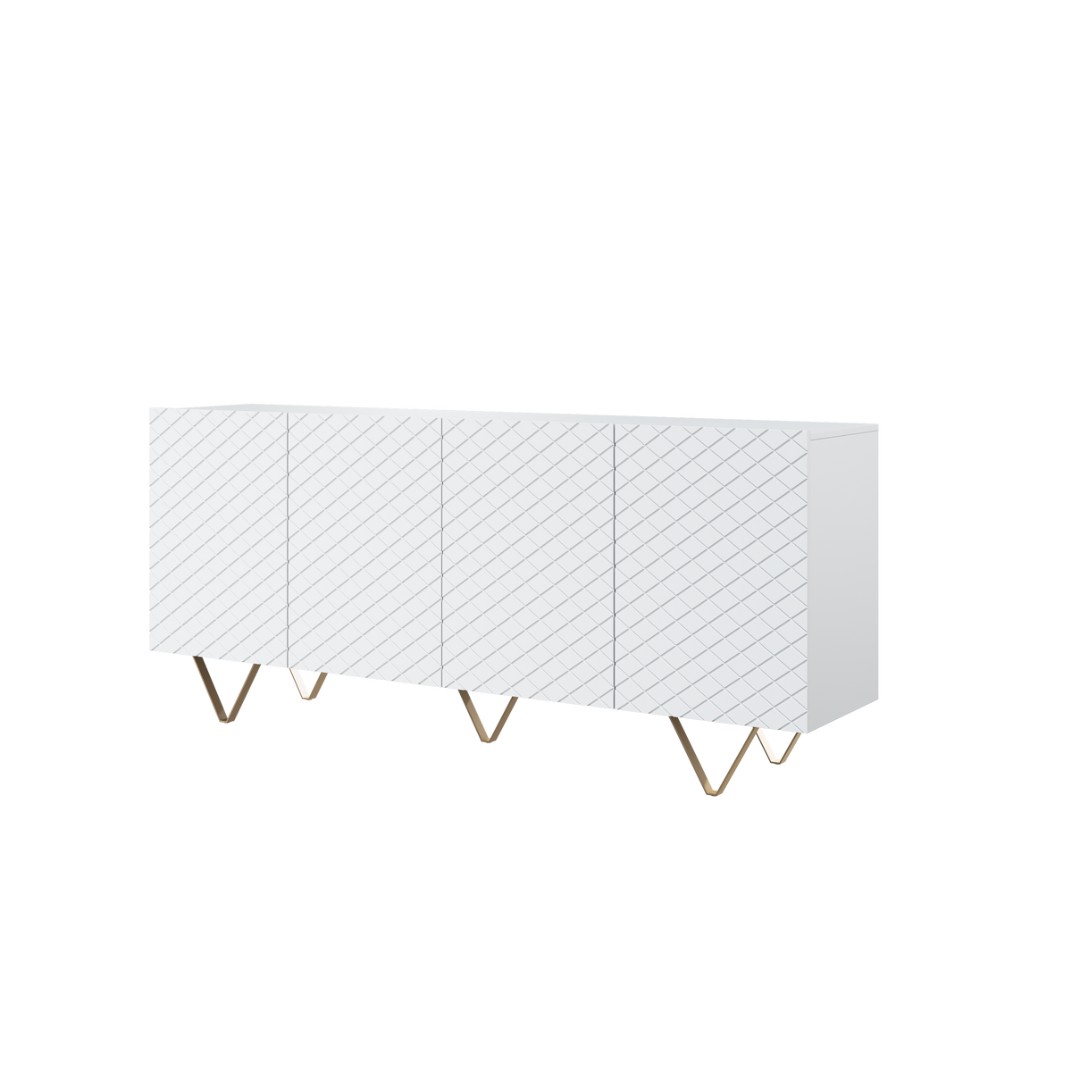 Madia 4 ante con piede in metallo oro Scalia 190x42 cm