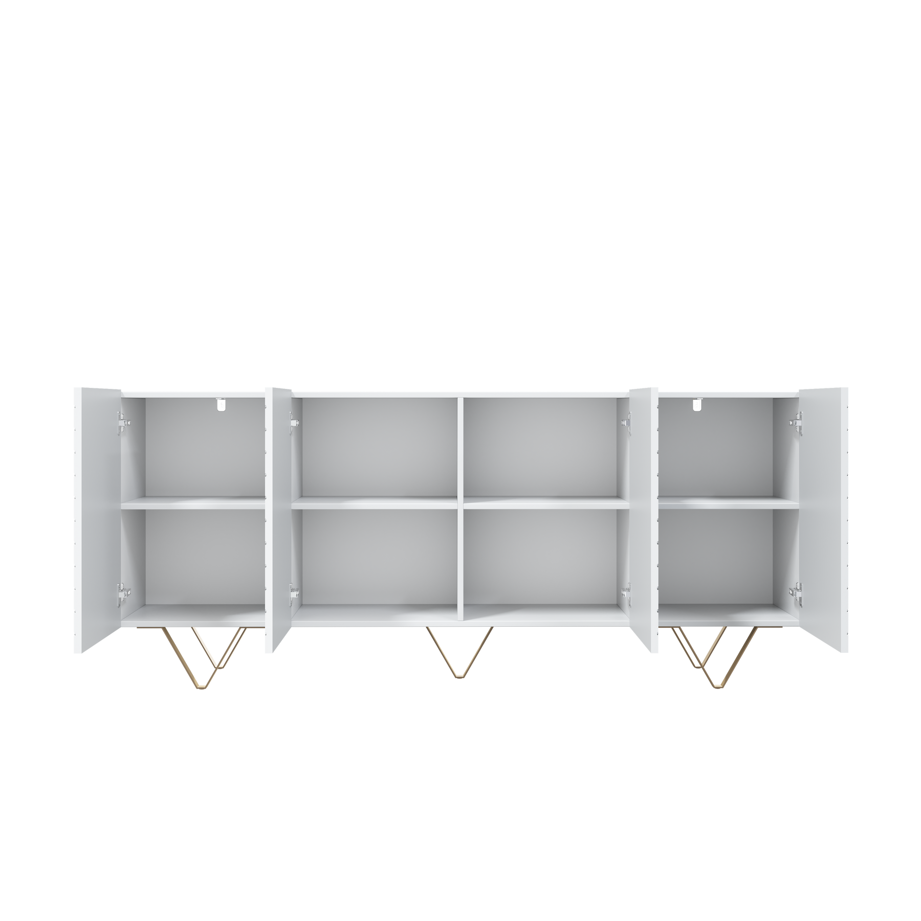 Madia 4 ante con piede in metallo oro Scalia 190x42 cm