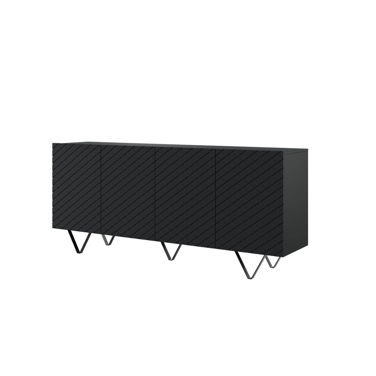 Madia 4 ante con piede in metallo nero Scalia 190 x 42 cm