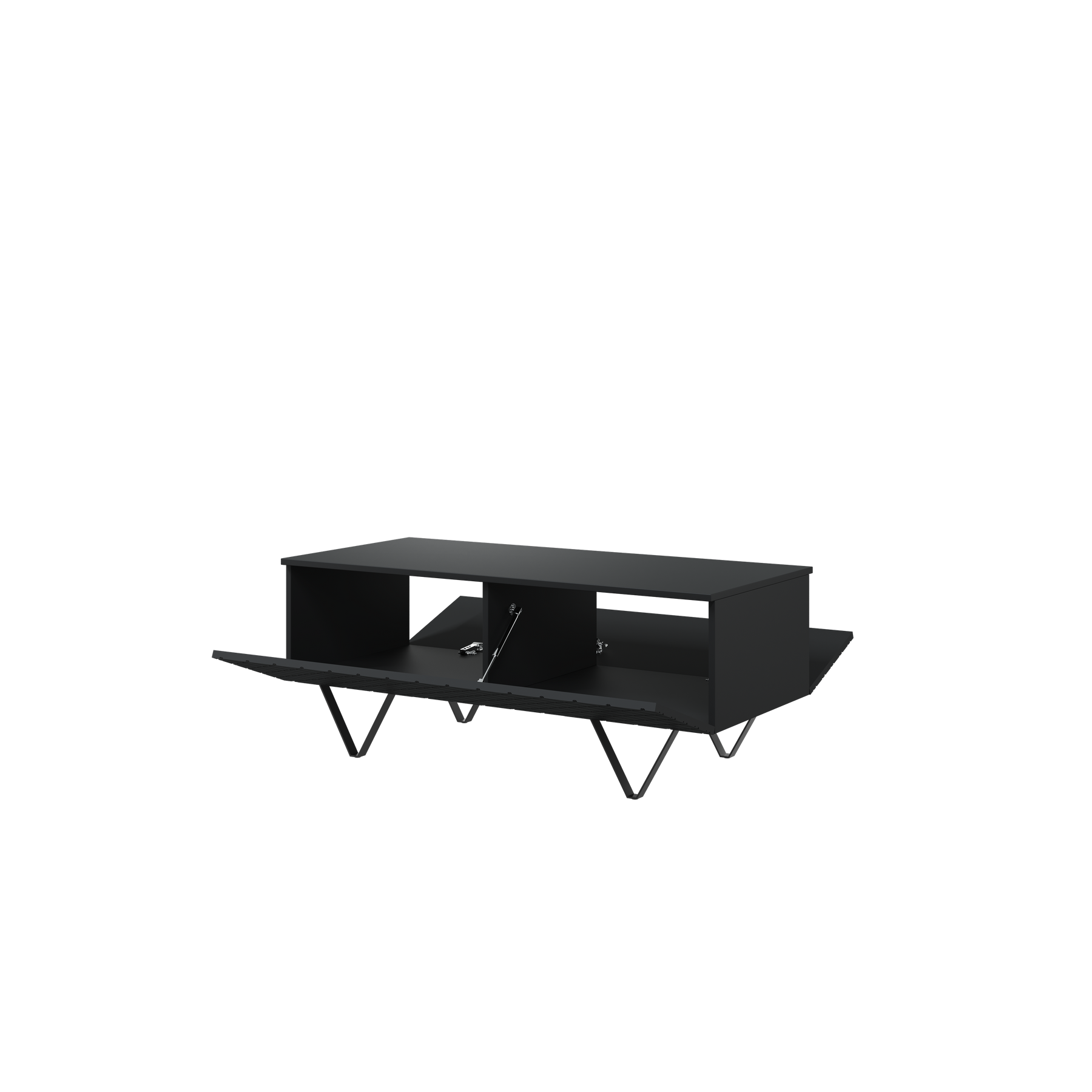 Tavolino 2 ante a ribalta con piede in metallo nero Scalia 120x55 cm