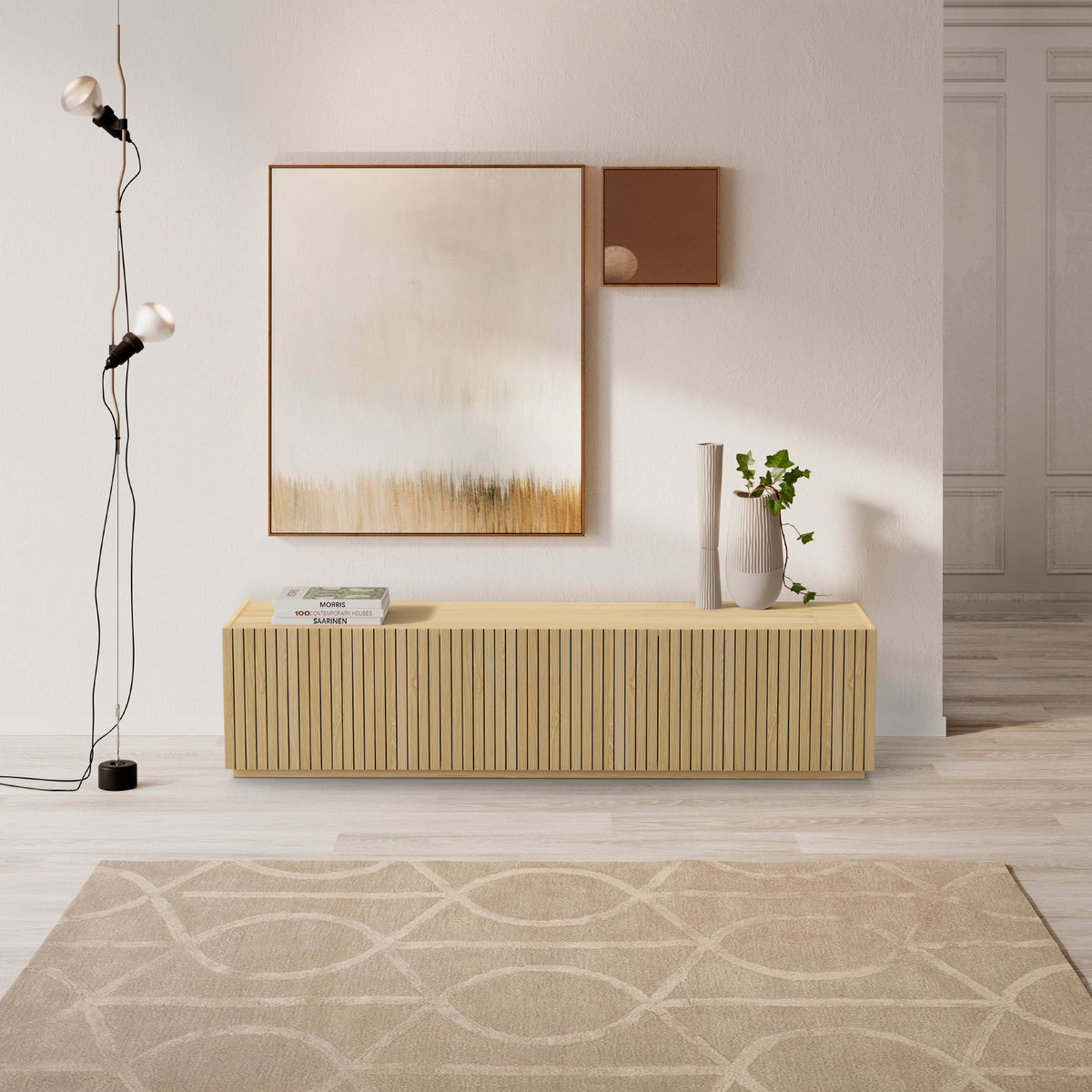 Mobile TV con 3 ante e 6 scomparti legno rovere Averno - 178x41 cm