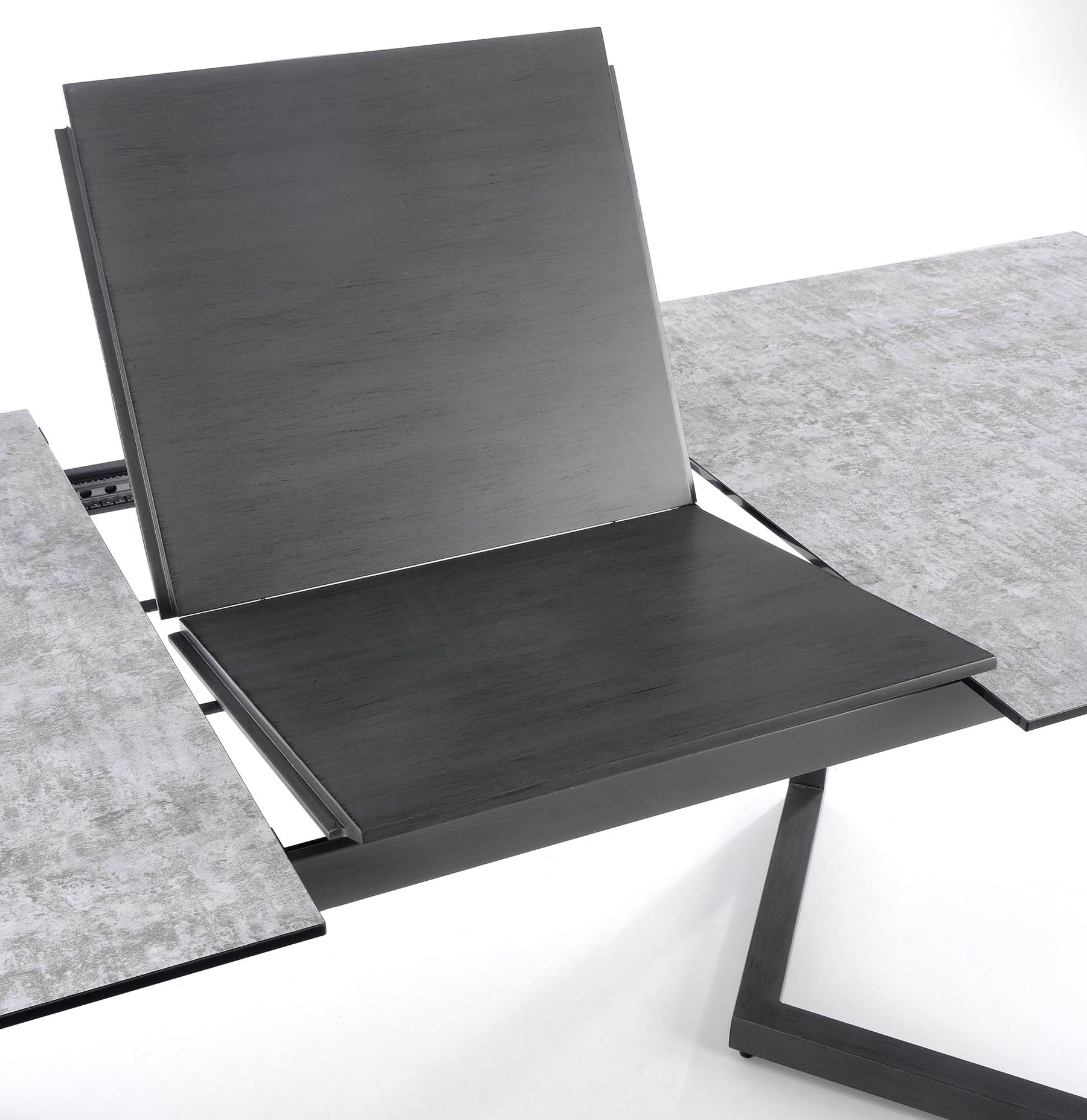 Tavolo allungabile in Vetro grigio con gambe in acciaio grigio scuro Tiziano 160x90 cm - allungabile fino a 210 cm