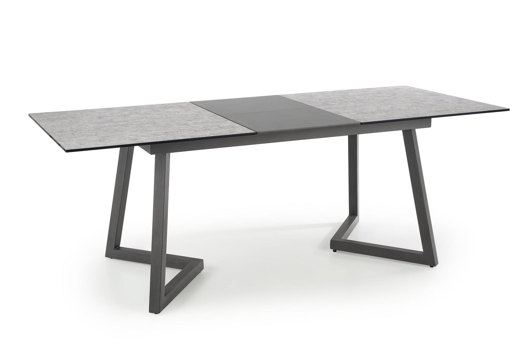 Tavolo allungabile in Vetro grigio con gambe in acciaio grigio scuro Tiziano 160x90 cm - allungabile fino a 210 cm