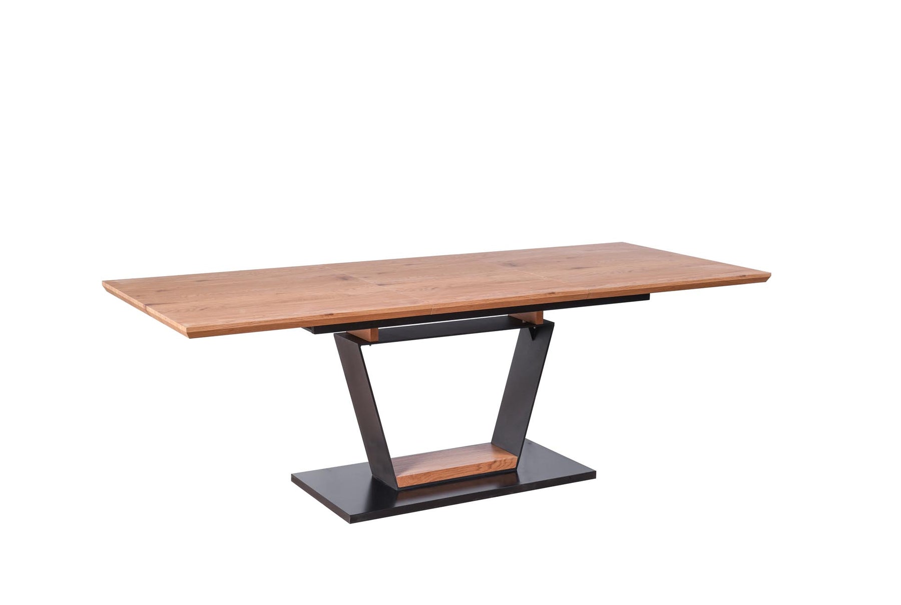 Tavolo allungabile in legno MDF laminato rovere e piede nero Urbano 160x90 cm - allungabile fino a 220 cm