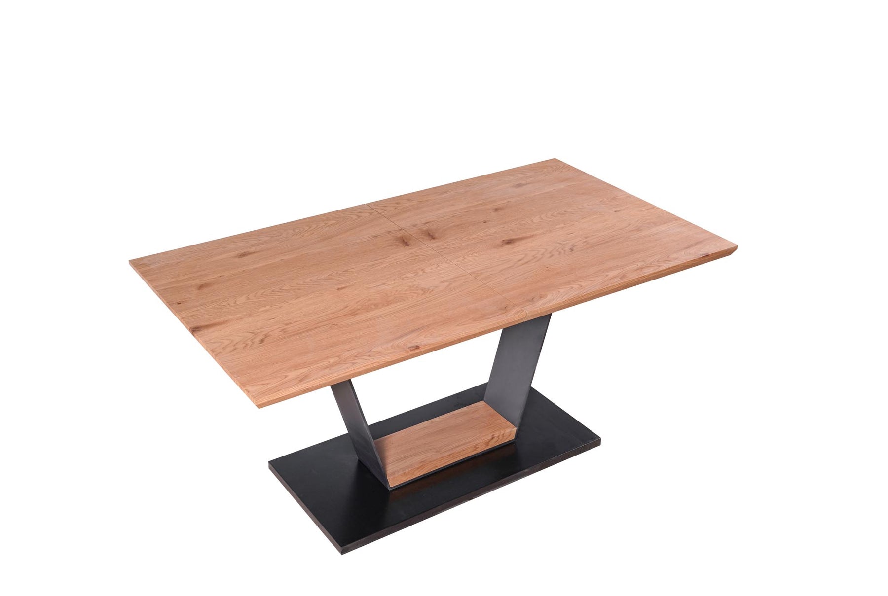 Tavolo allungabile in legno MDF laminato rovere e piede nero Urbano 160x90 cm - allungabile fino a 220 cm