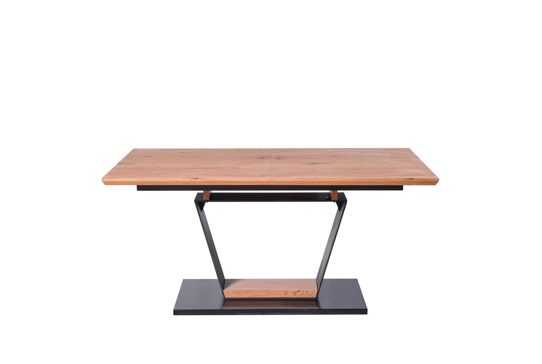 Tavolo allungabile in legno MDF laminato rovere e piede nero Urbano 160x90 cm - allungabile fino a 220 cm