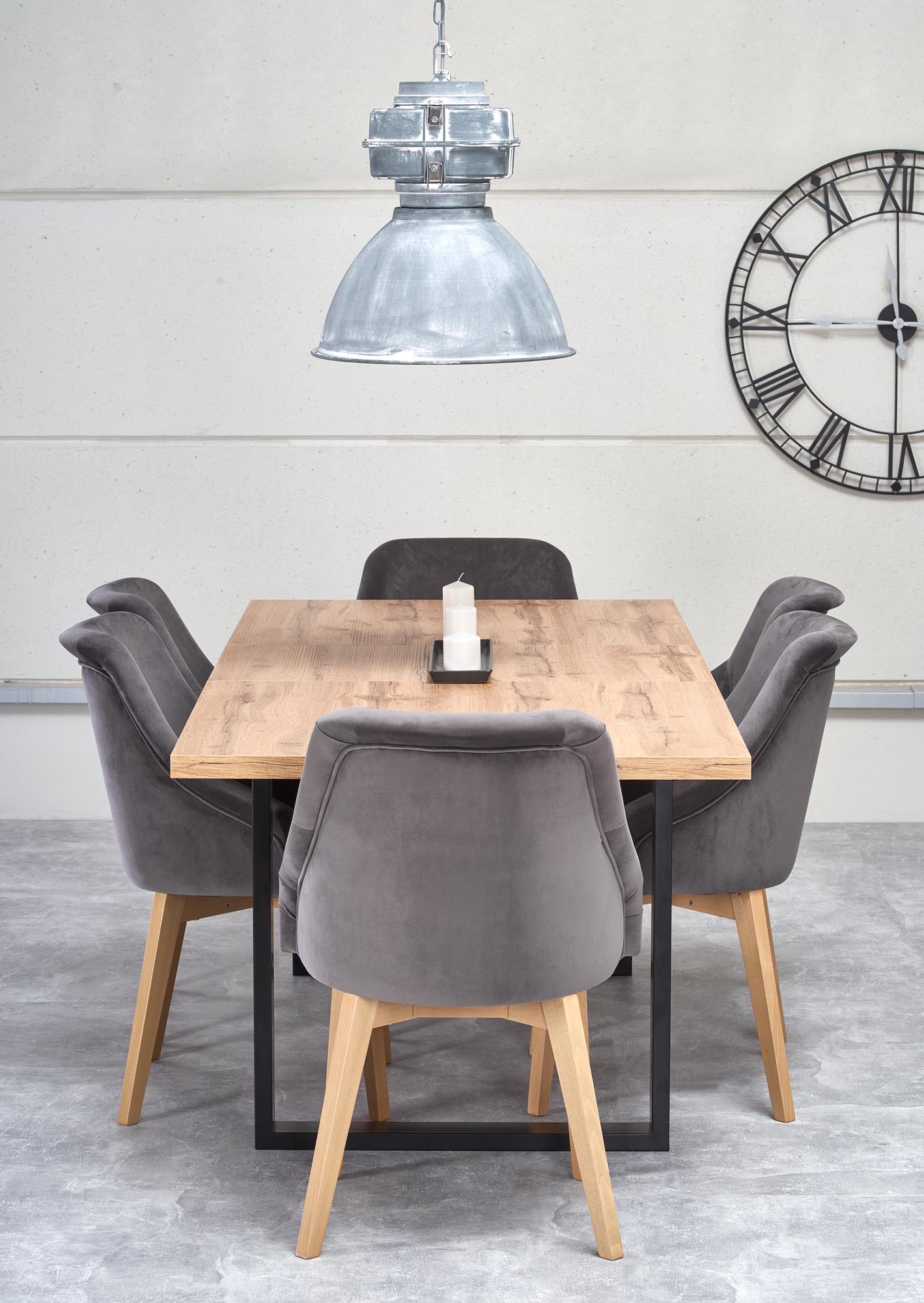 Tavolo allungabile in legno laminato rovere con gambe in acciaio nero Venom 160x90 cm - allungabile a 210 cm