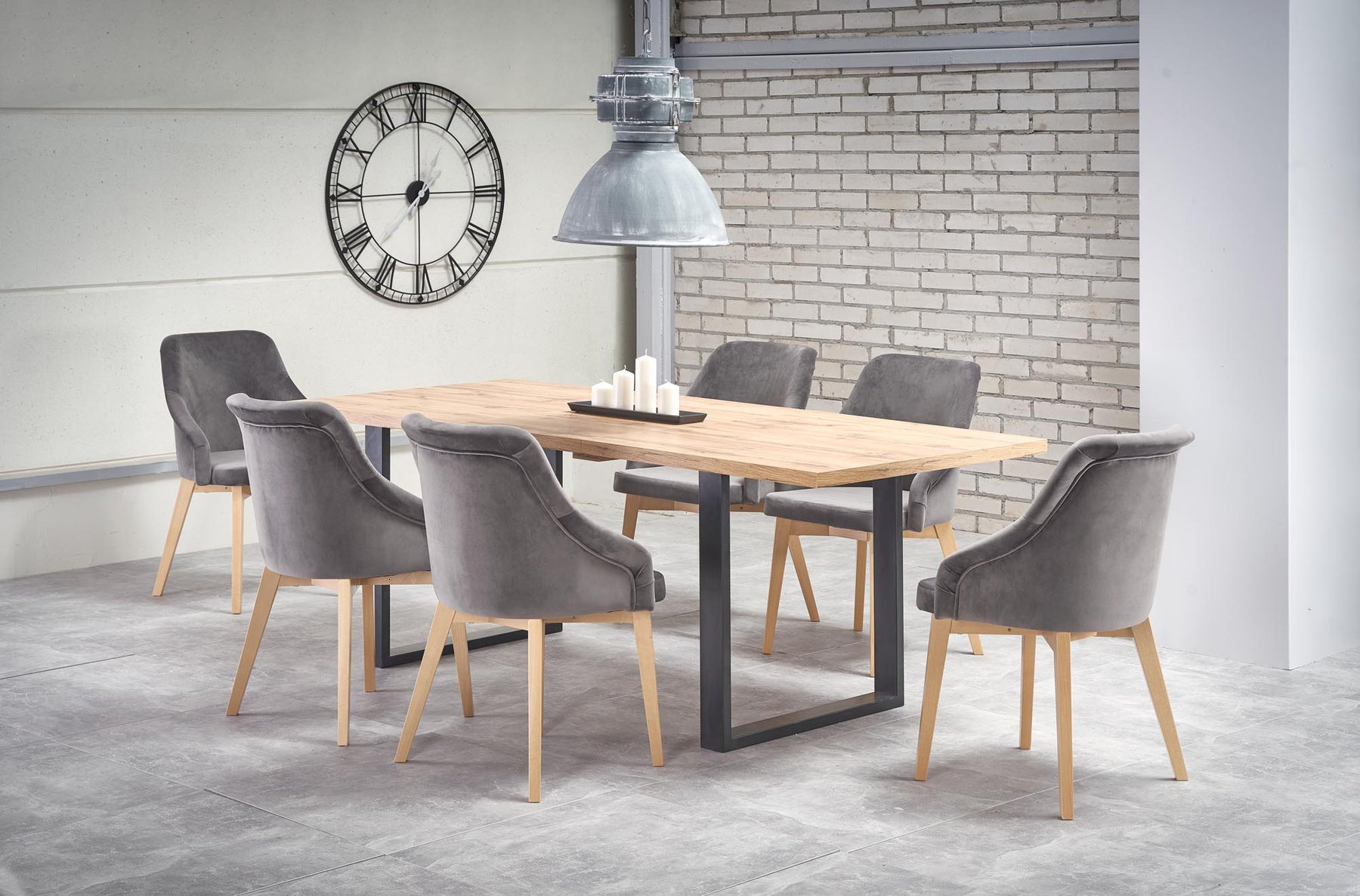 Tavolo allungabile in legno laminato rovere con gambe in acciaio nero Venom 160x90 cm - allungabile a 210 cm