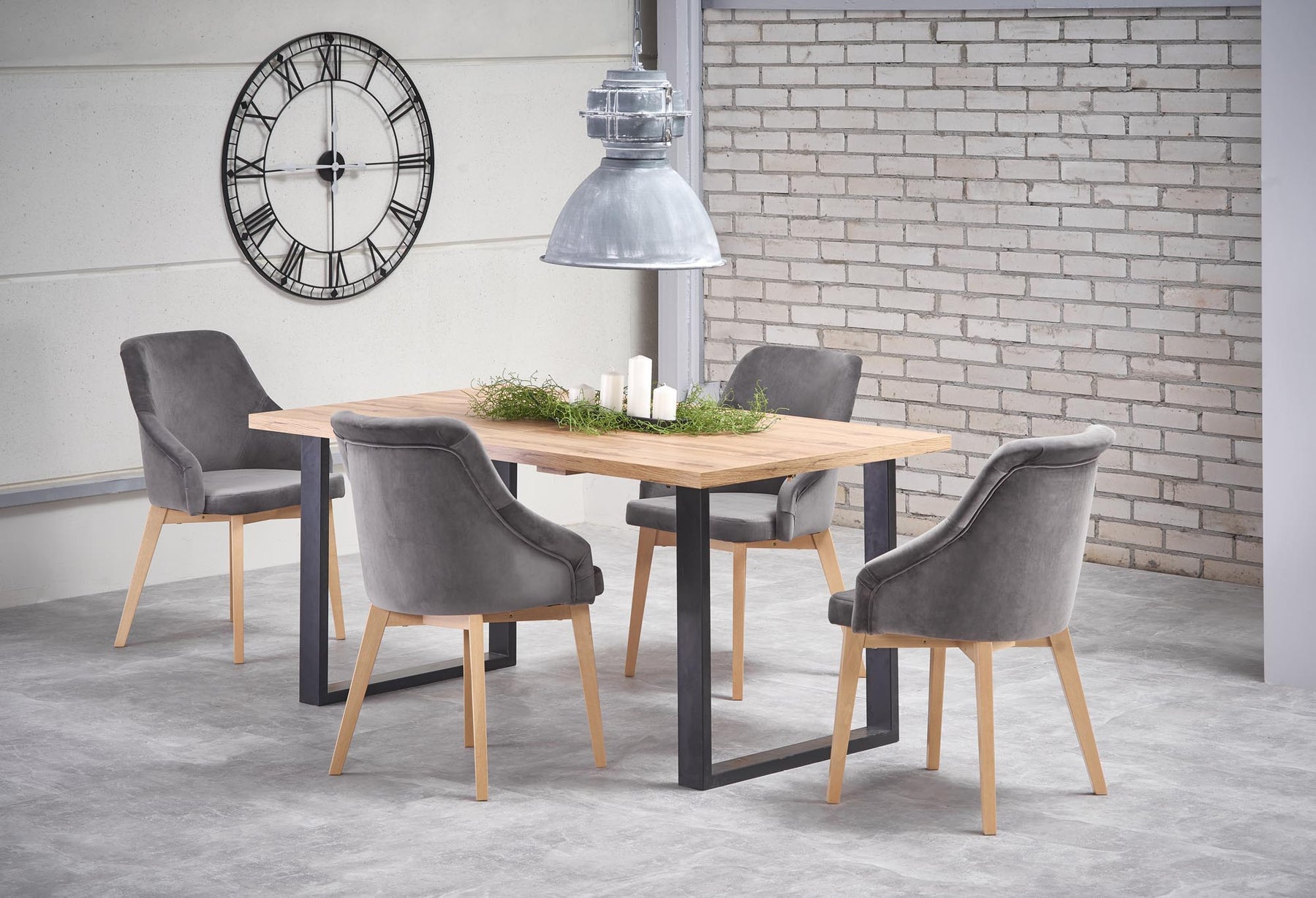 Tavolo allungabile in legno laminato rovere con gambe in acciaio nero Venom 160x90 cm - allungabile a 210 cm