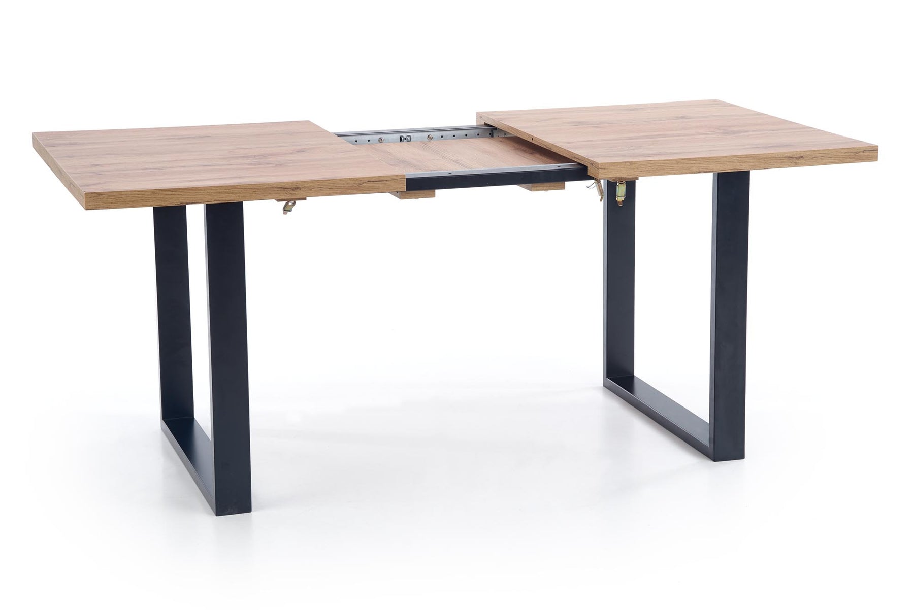 Tavolo allungabile in legno laminato rovere con gambe in acciaio nero Venom 160x90 cm - allungabile a 210 cm
