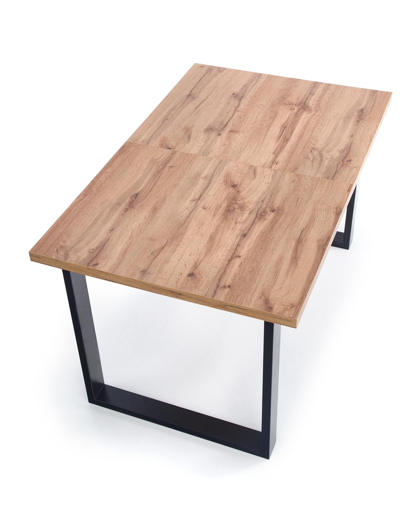 Tavolo allungabile in legno laminato rovere con gambe in acciaio nero Venom 160x90 cm - allungabile a 210 cm