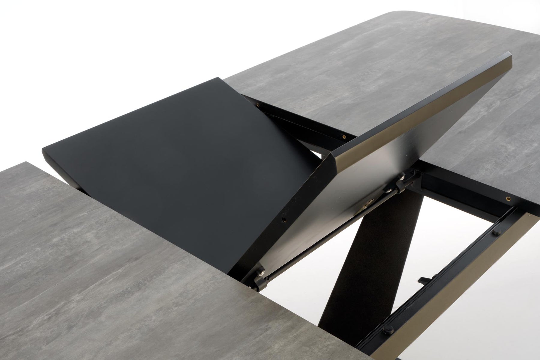 Tavolo allungabile in legno MDF laccato grigio con gambe in acciaio nero Vinston 180x95 cm - allungabile a 230 cm