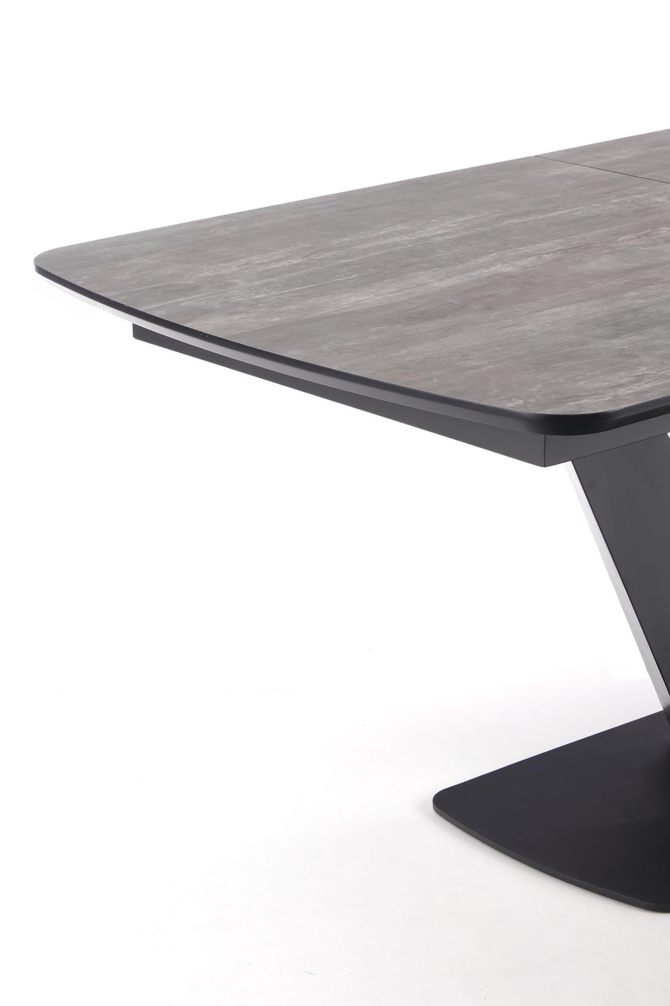 Tavolo allungabile in legno MDF laccato grigio con gambe in acciaio nero Vinston 180x95 cm - allungabile a 230 cm