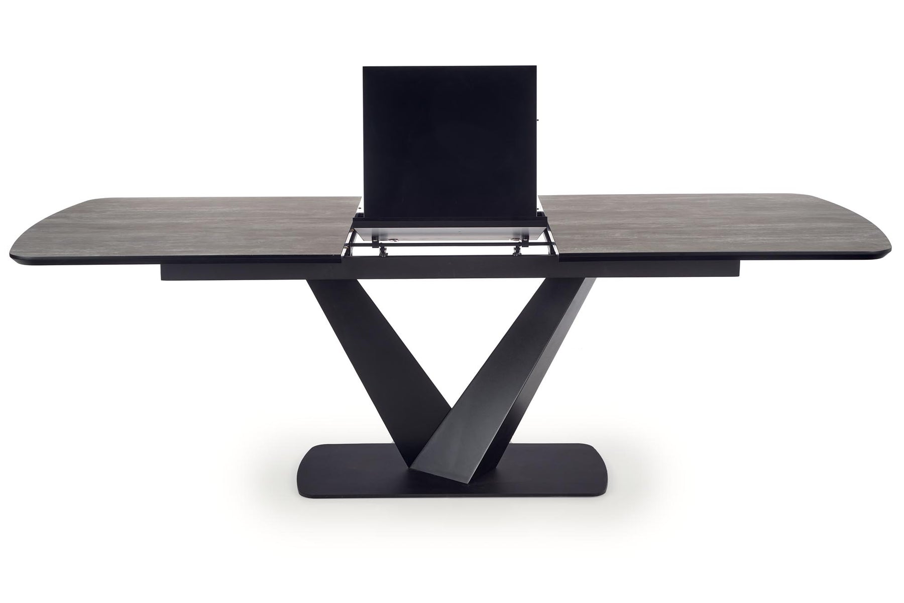 Tavolo allungabile in legno MDF laccato grigio con gambe in acciaio nero Vinston 180x95 cm - allungabile a 230 cm