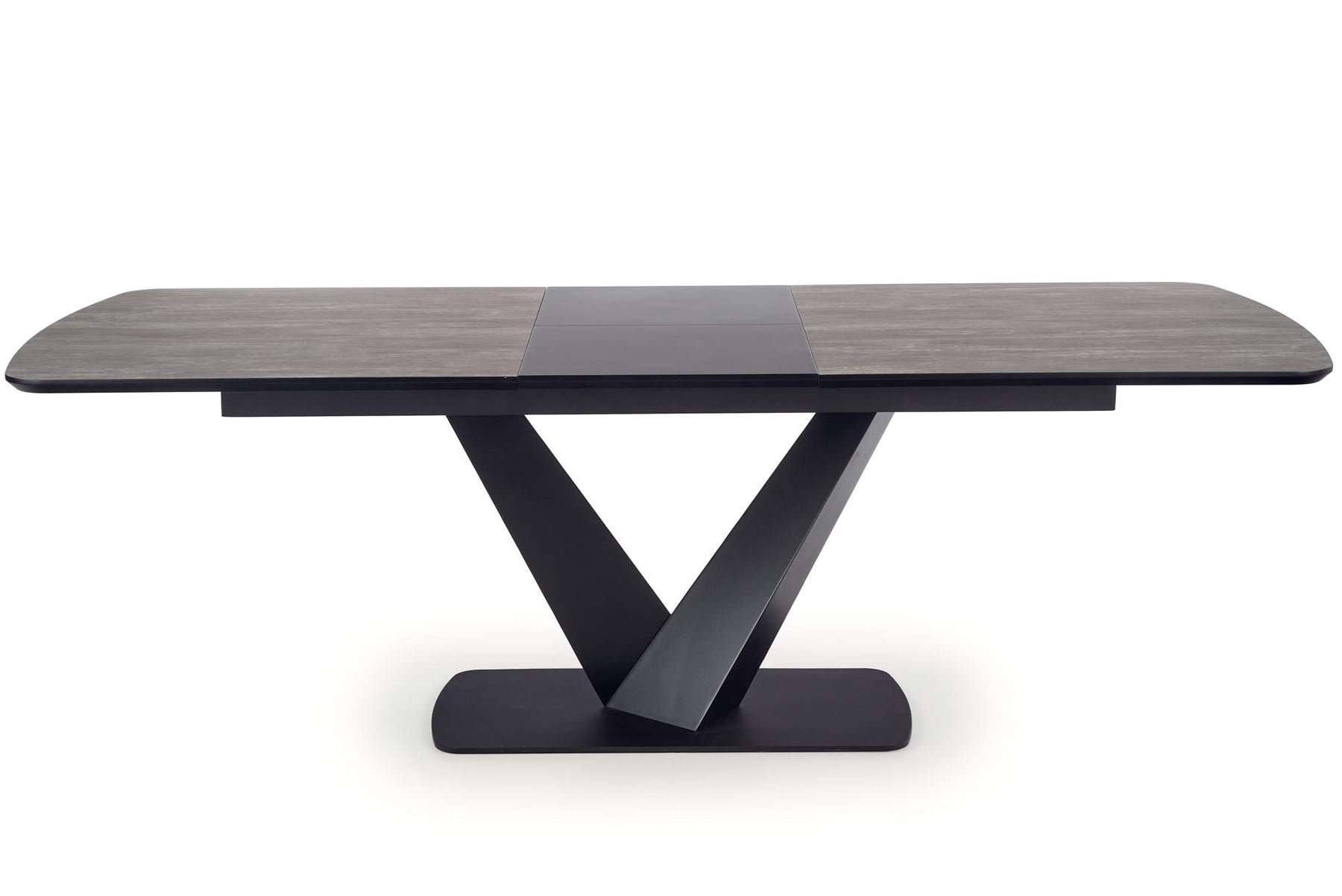Tavolo allungabile in legno MDF laccato grigio con gambe in acciaio nero Vinston 180x95 cm - allungabile a 230 cm